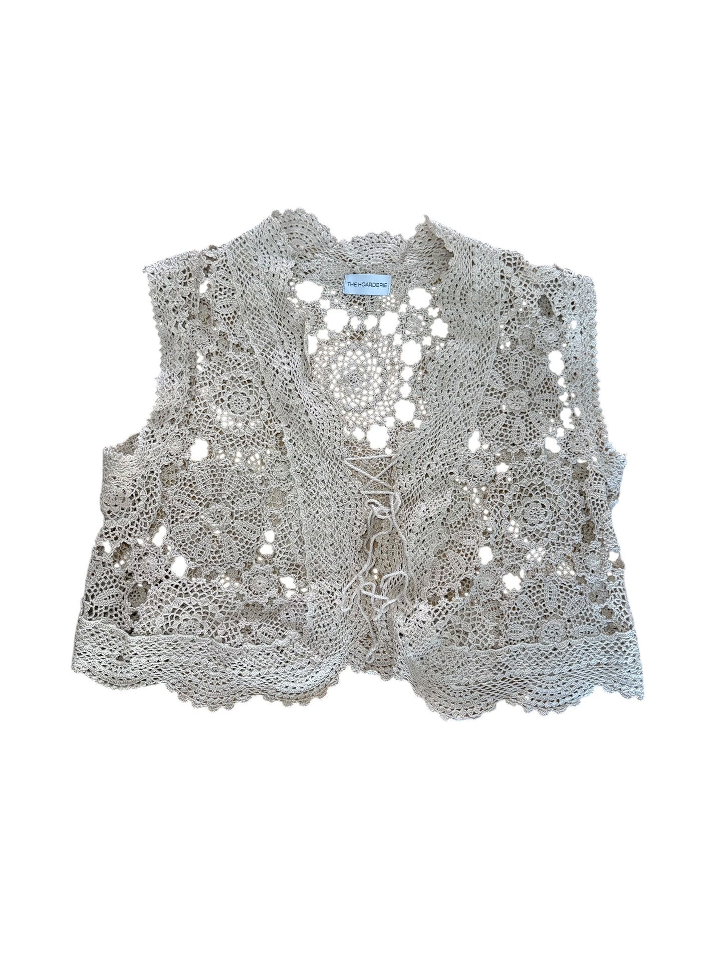 Beige crochet top with laces