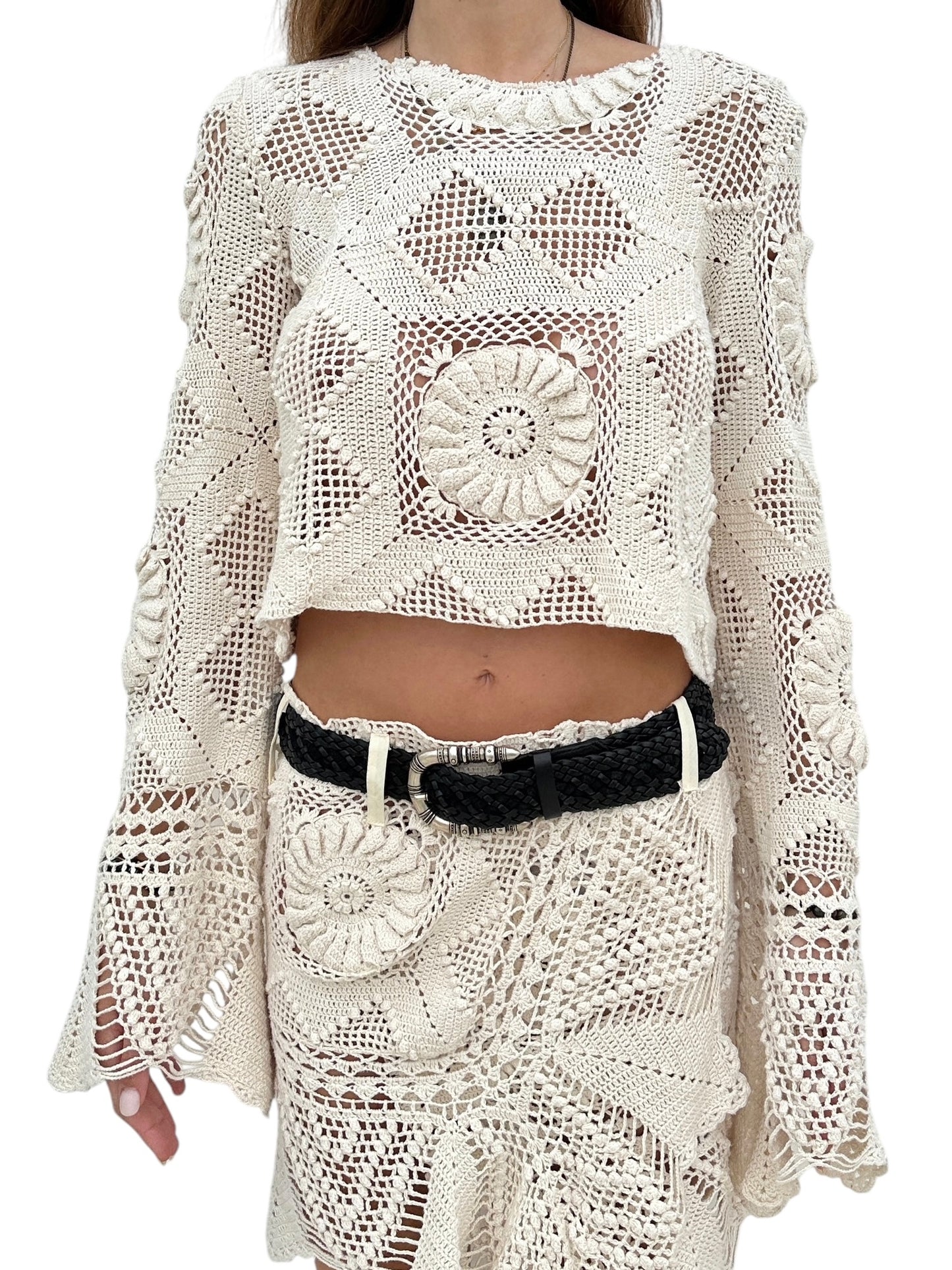 Crochet top with long sleeves