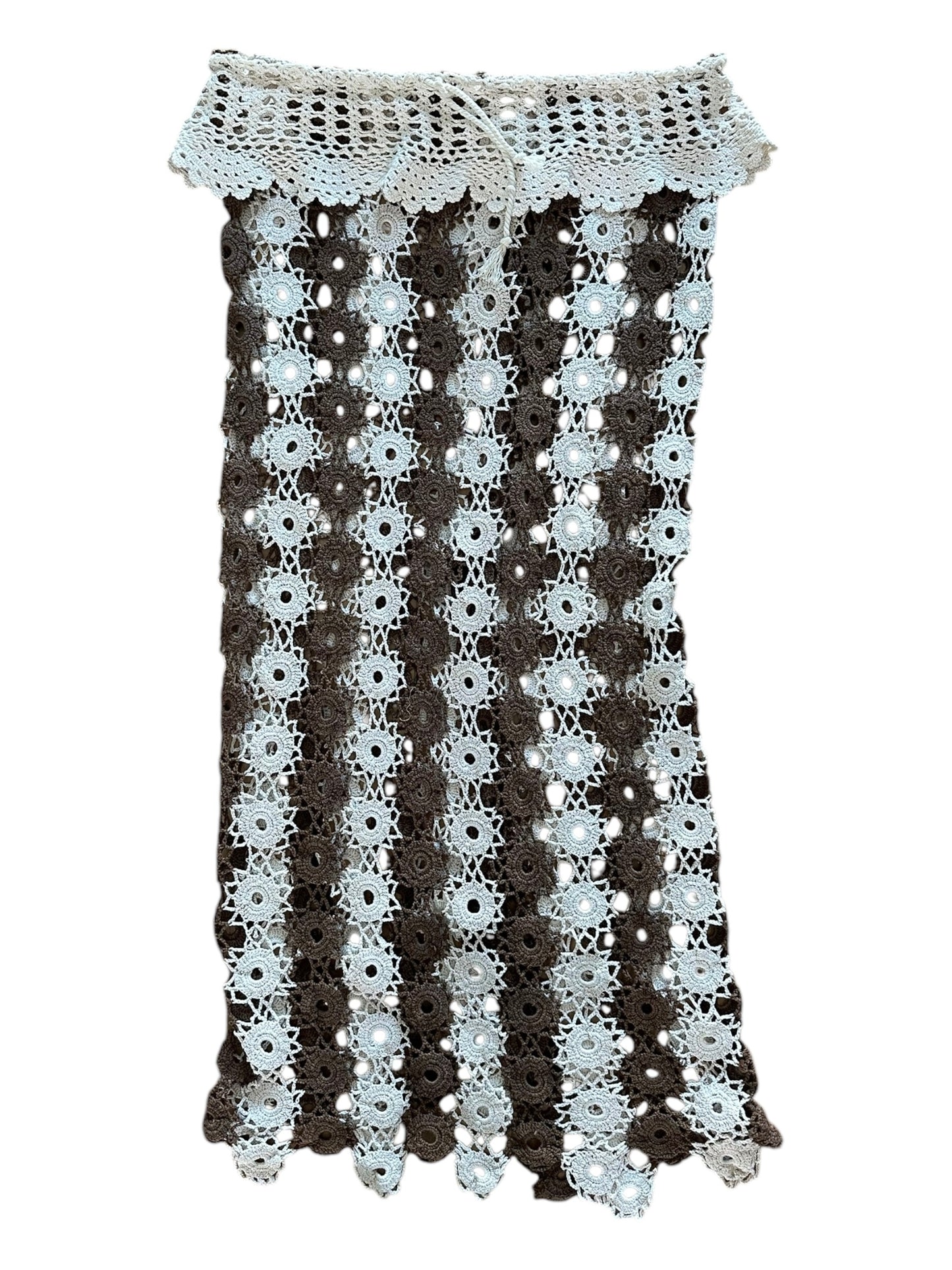 Bicolour long crochet skirt