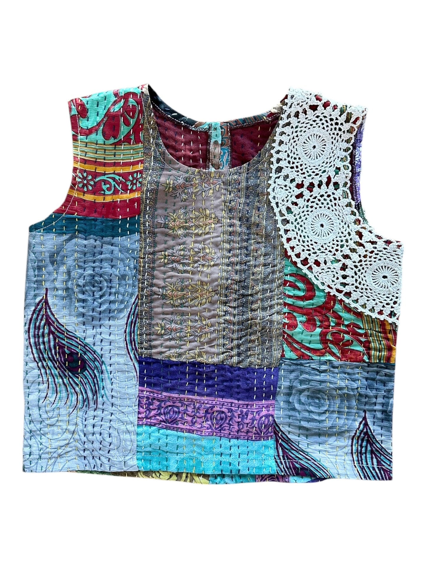 Mini patchwork and crochet top