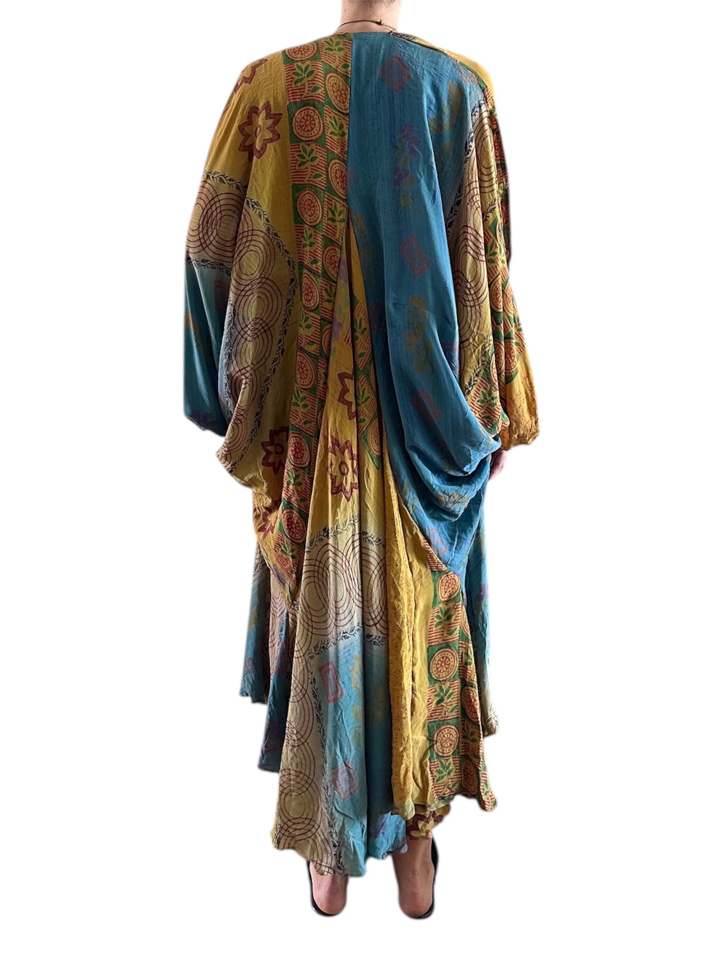 Vintage silk blue and yellow kimono