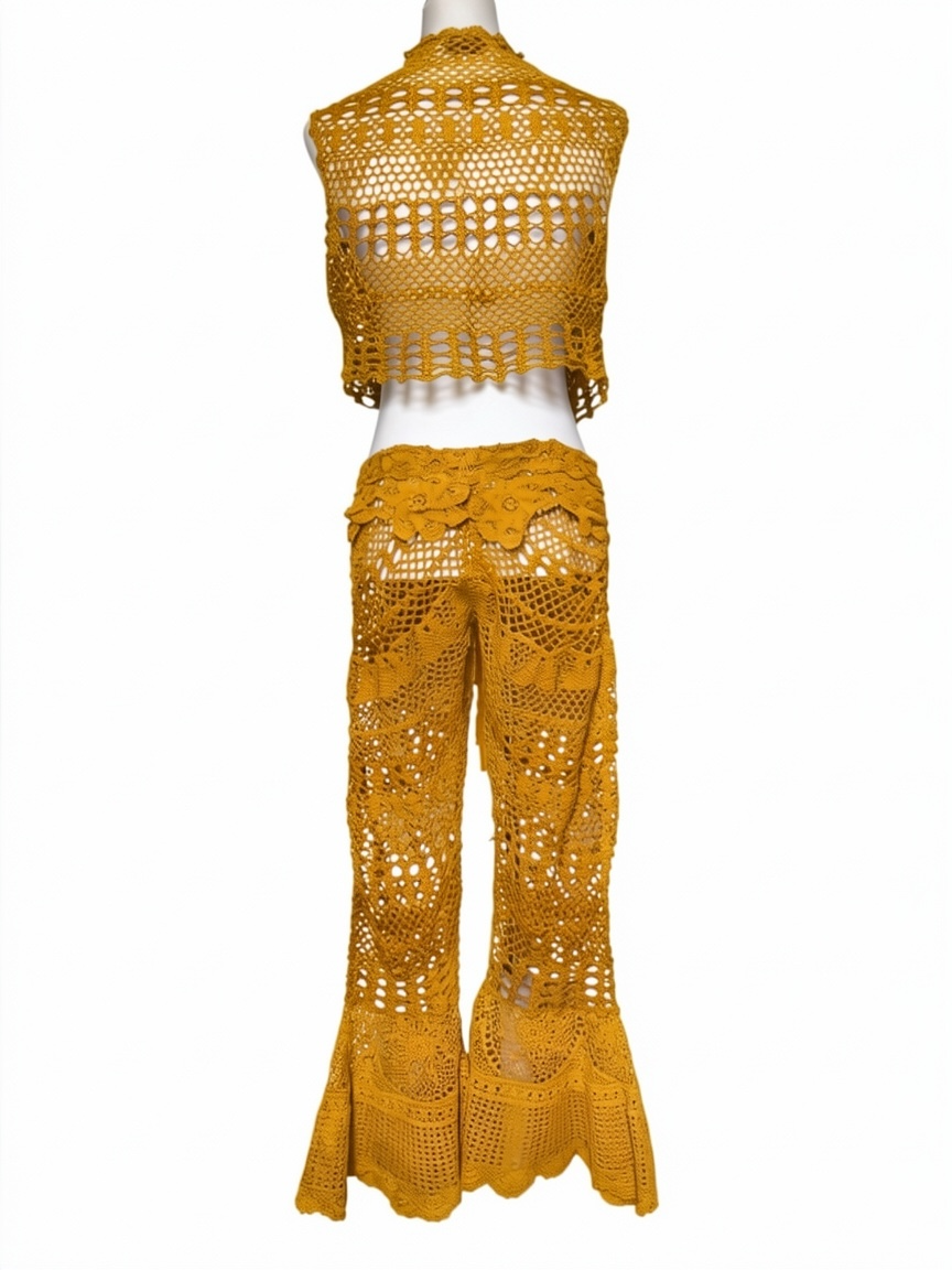 Mustard crochet gilet