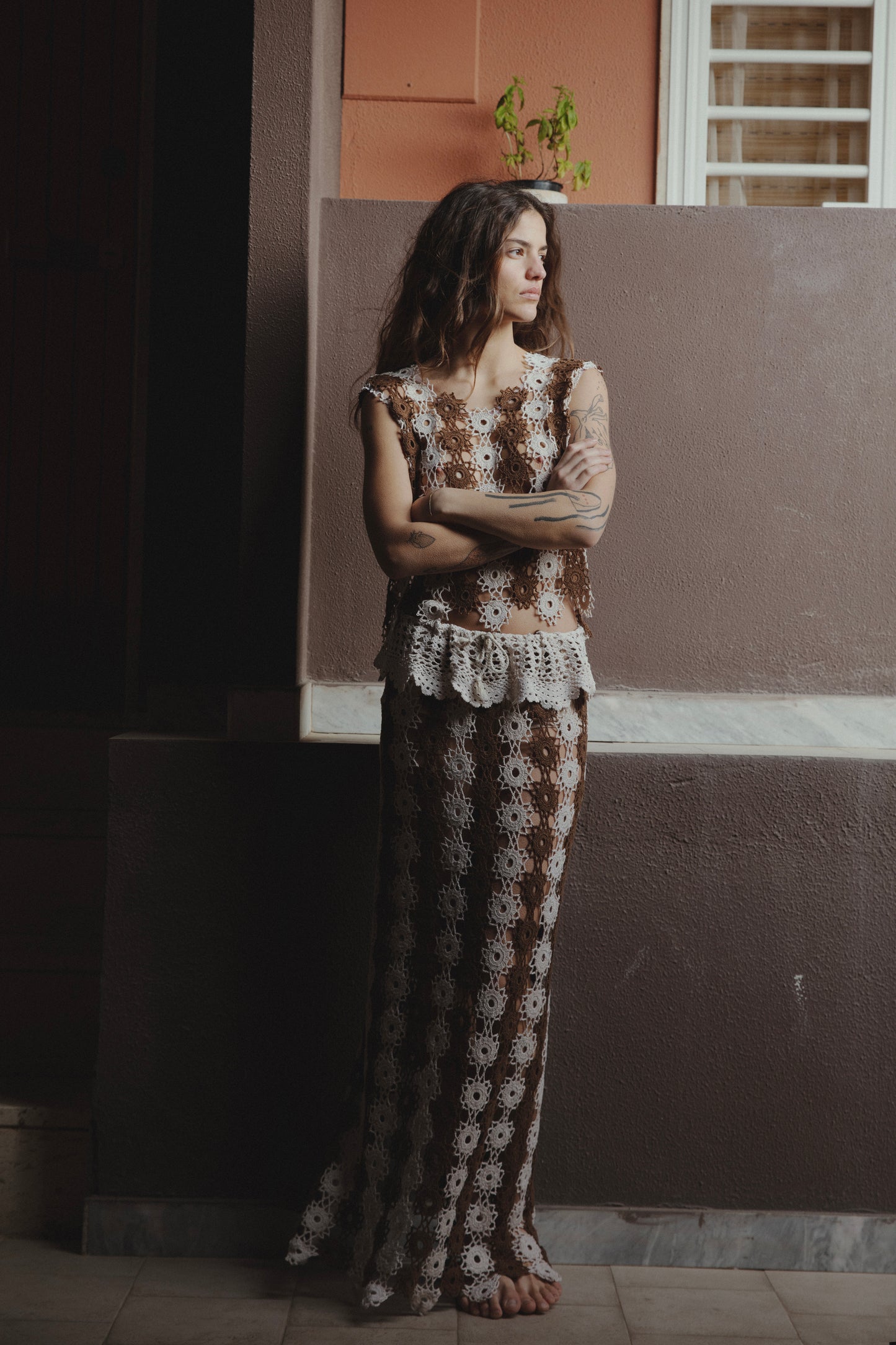 Bicolour crochet top