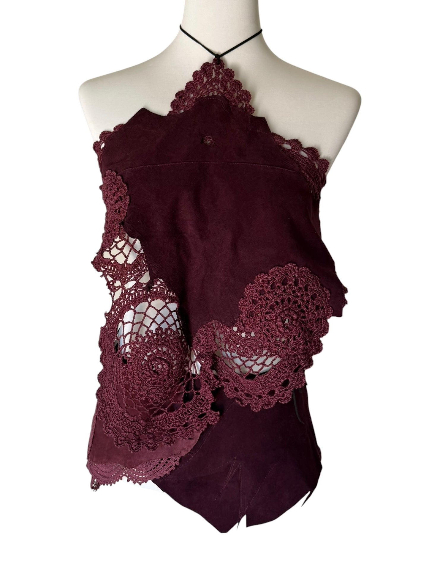 Leather and crochet set