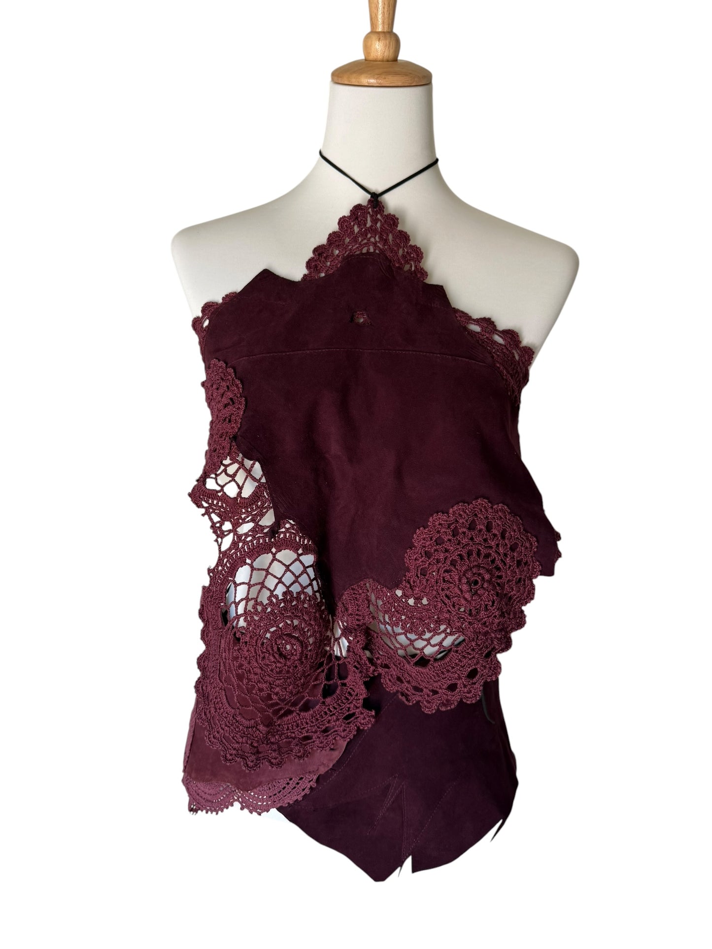 Leather and crochet set