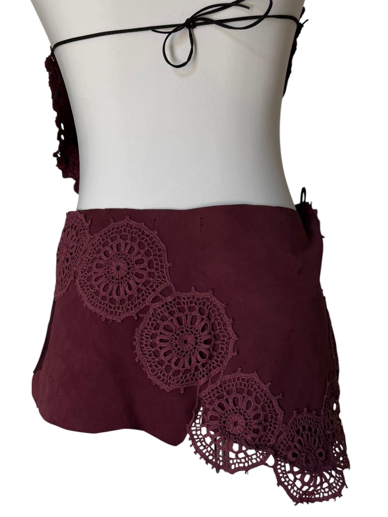 Leather and crochet set