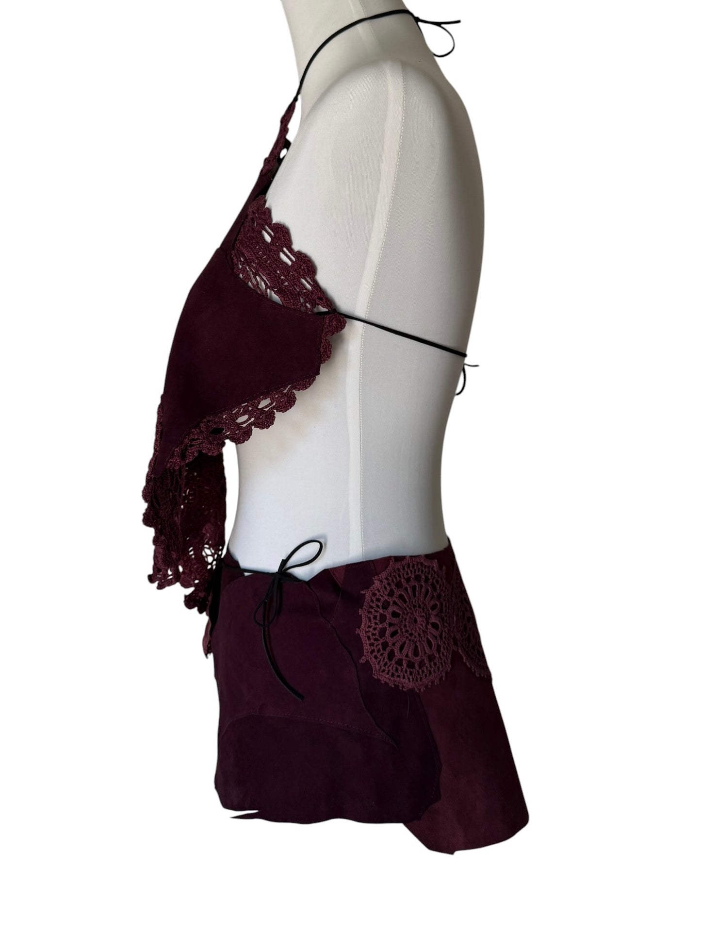 Leather and crochet set