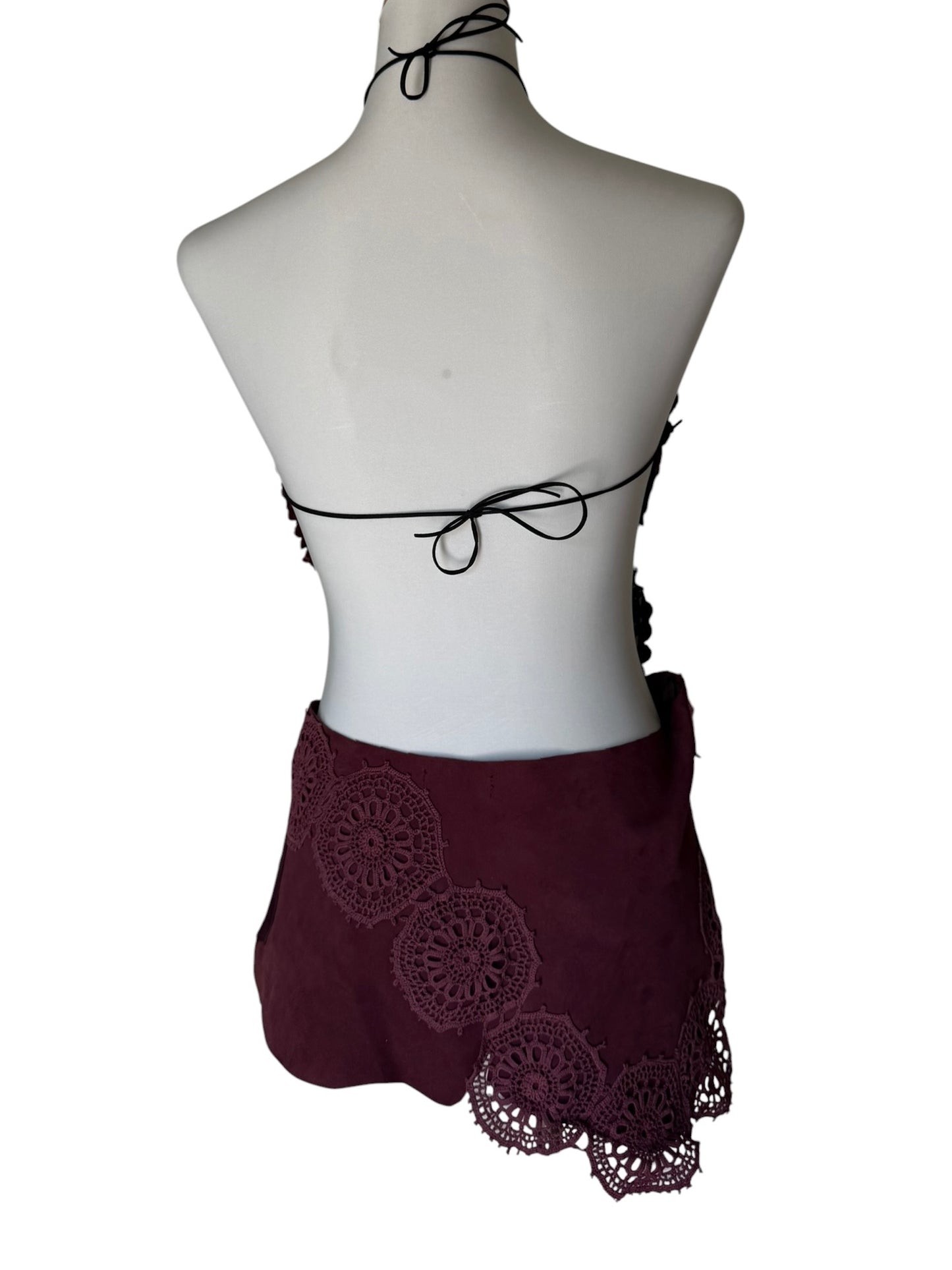 Leather and crochet set