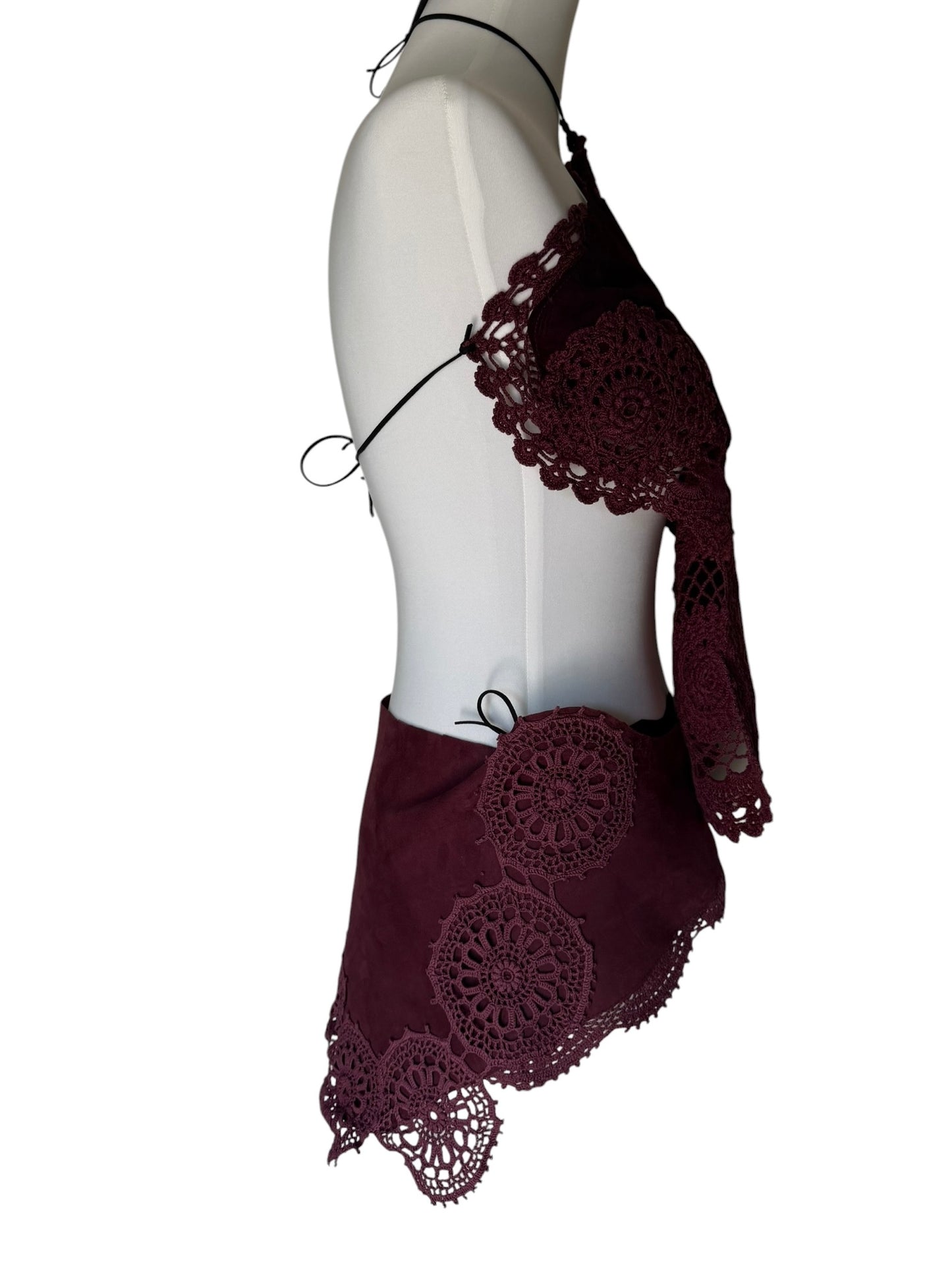 Leather and crochet set