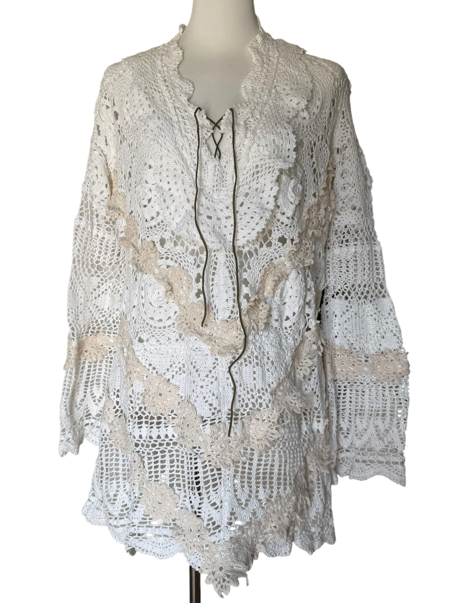 Crochet dress with bell sleeves