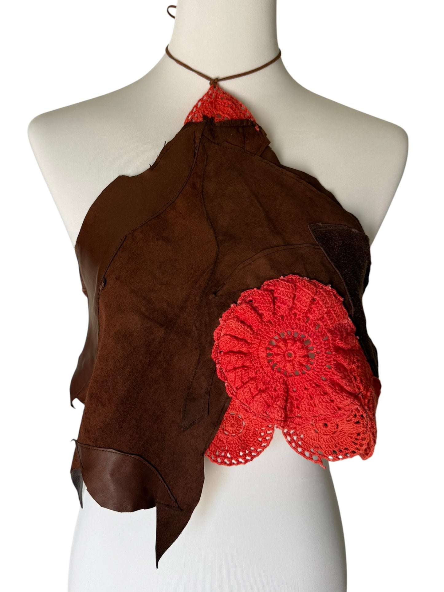 Leather and crochet set