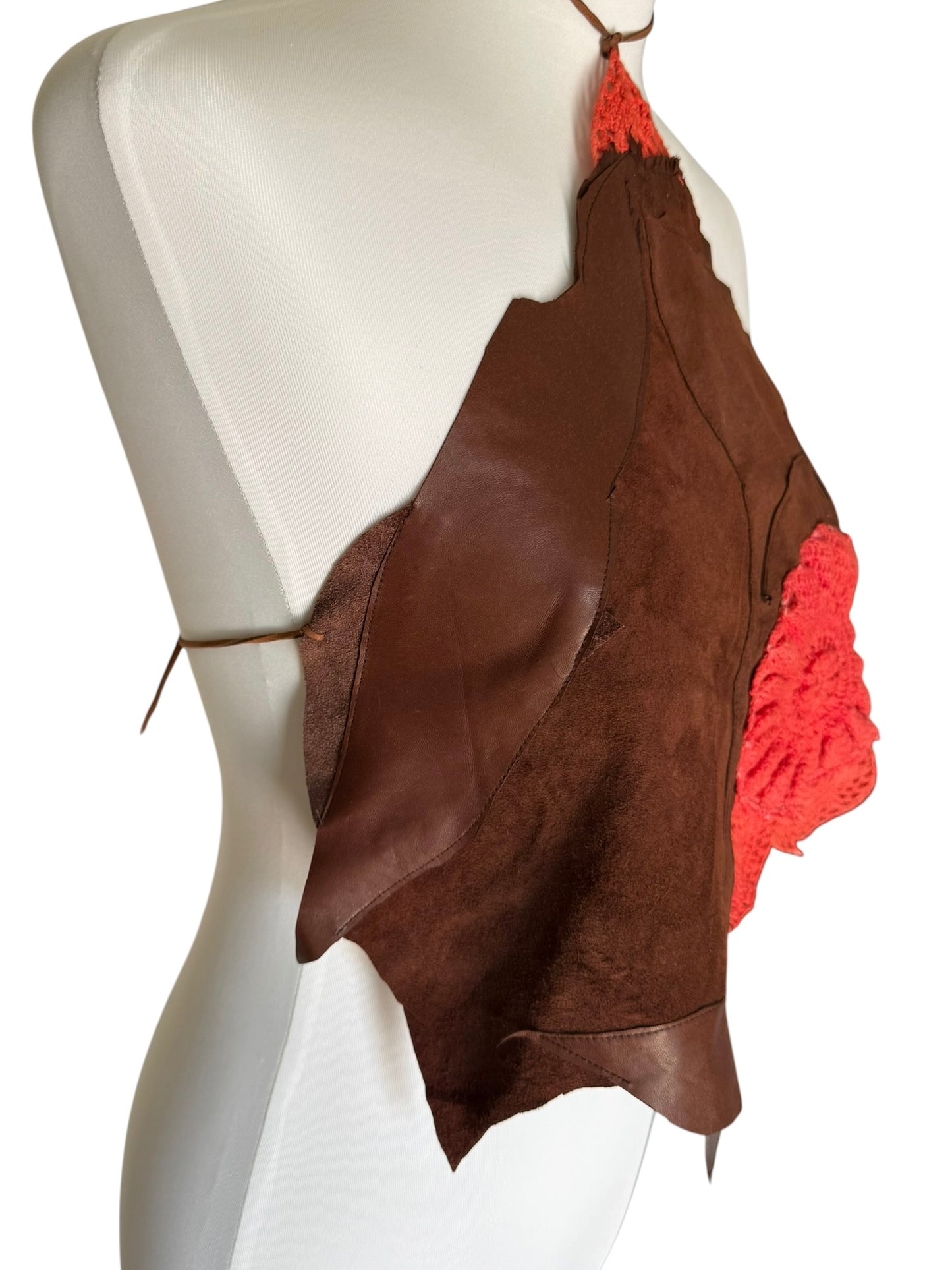 Leather and crochet set