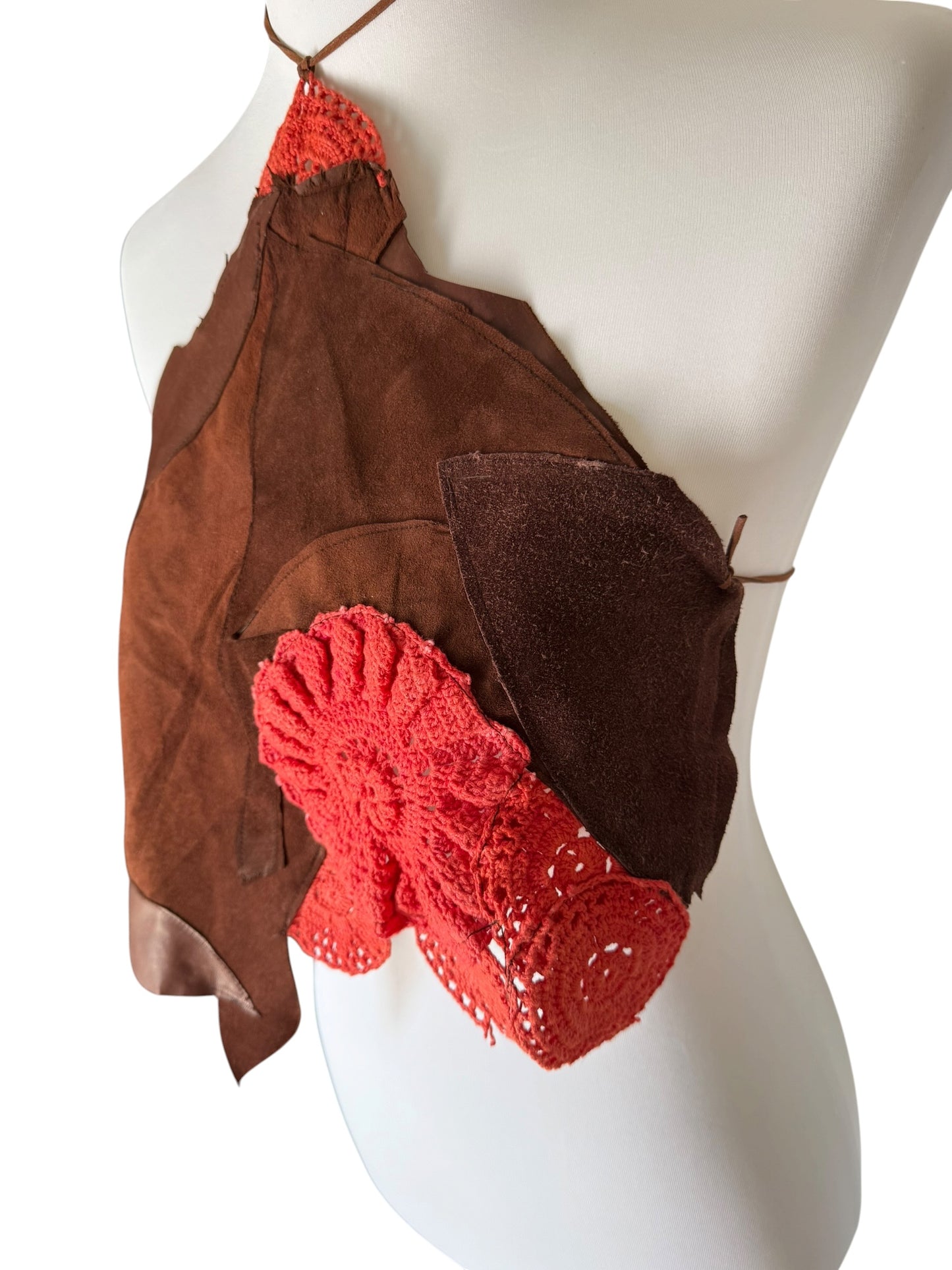 Leather and crochet set