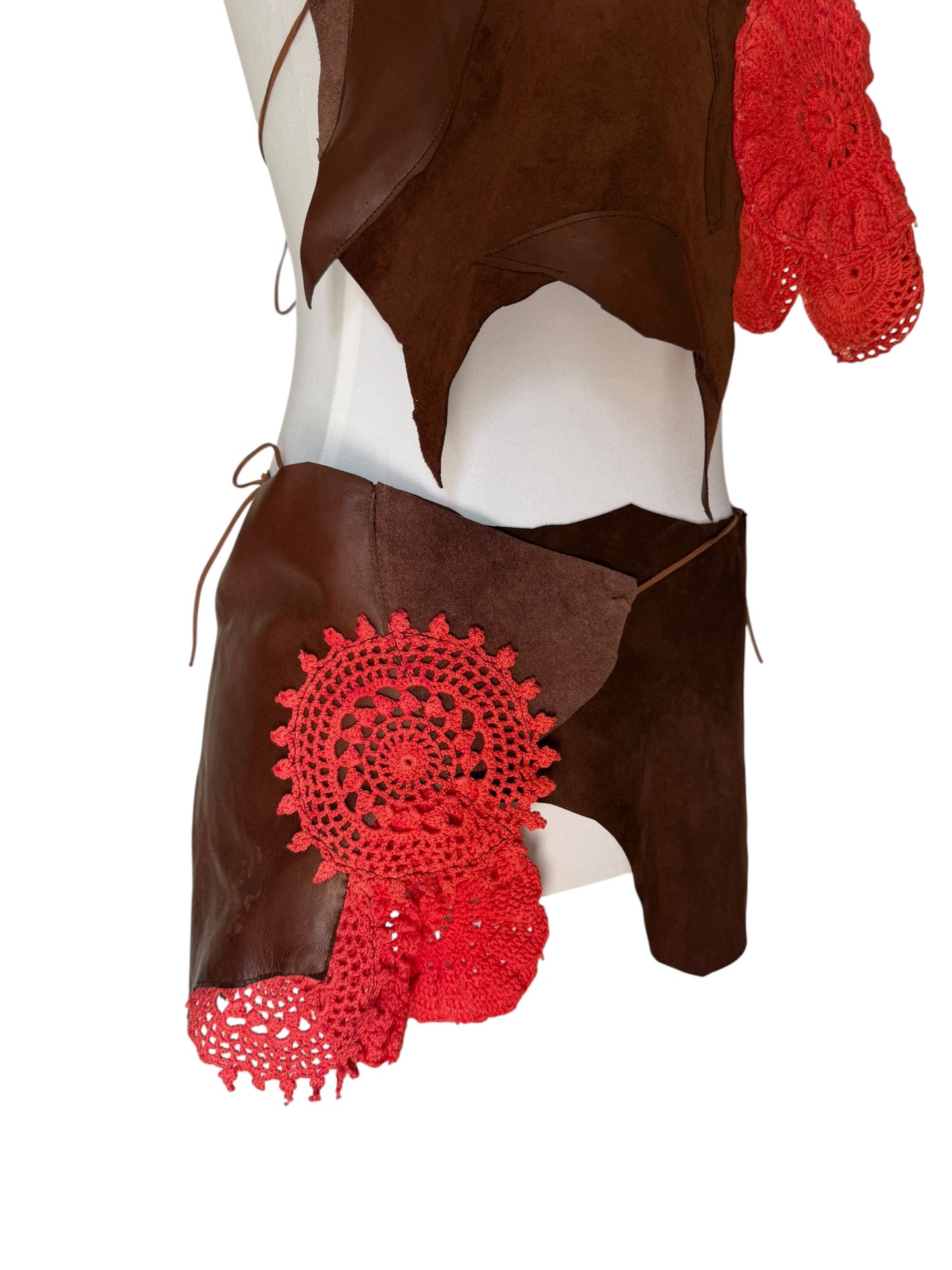 Leather and crochet set