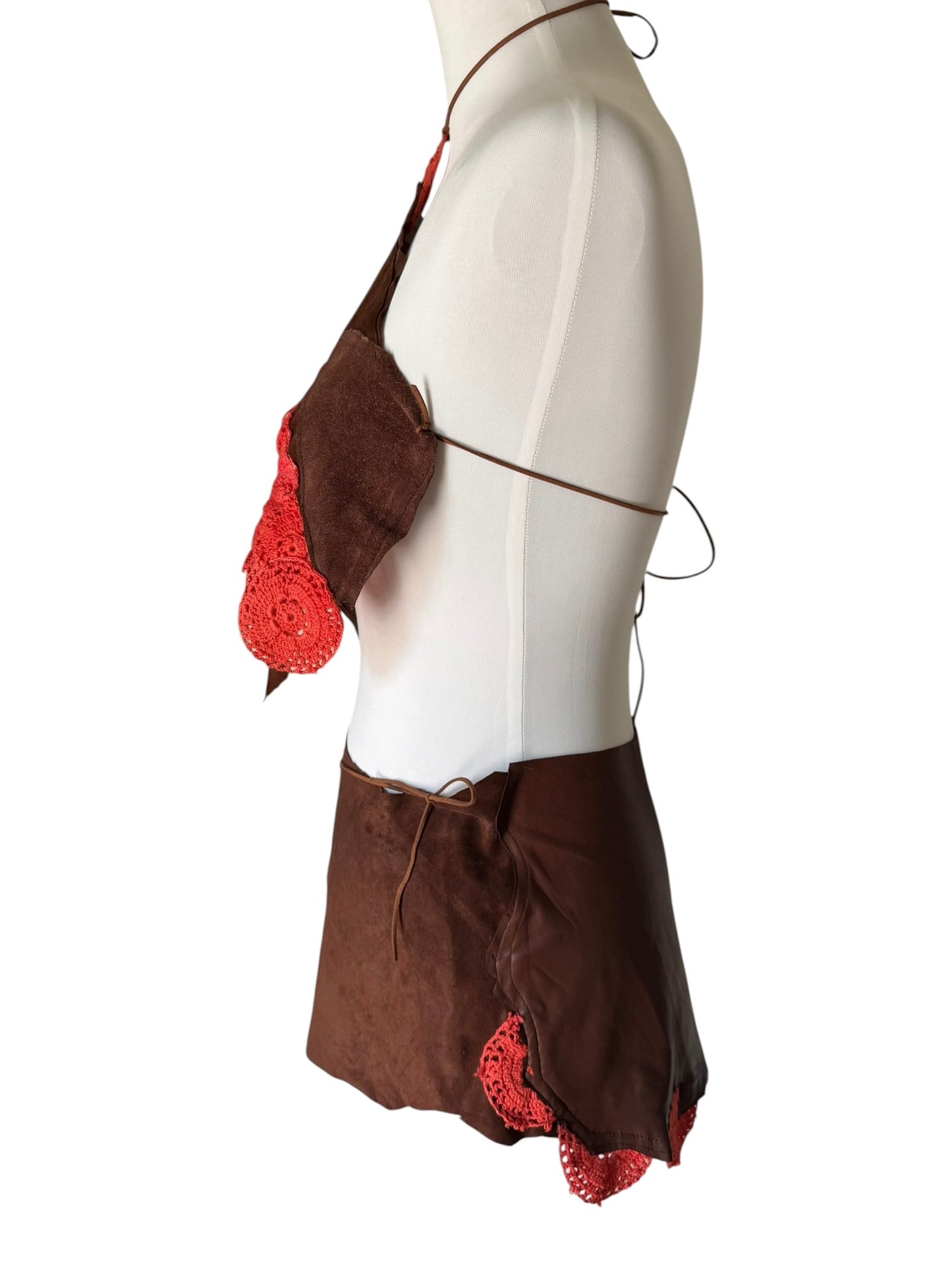 Leather and crochet set