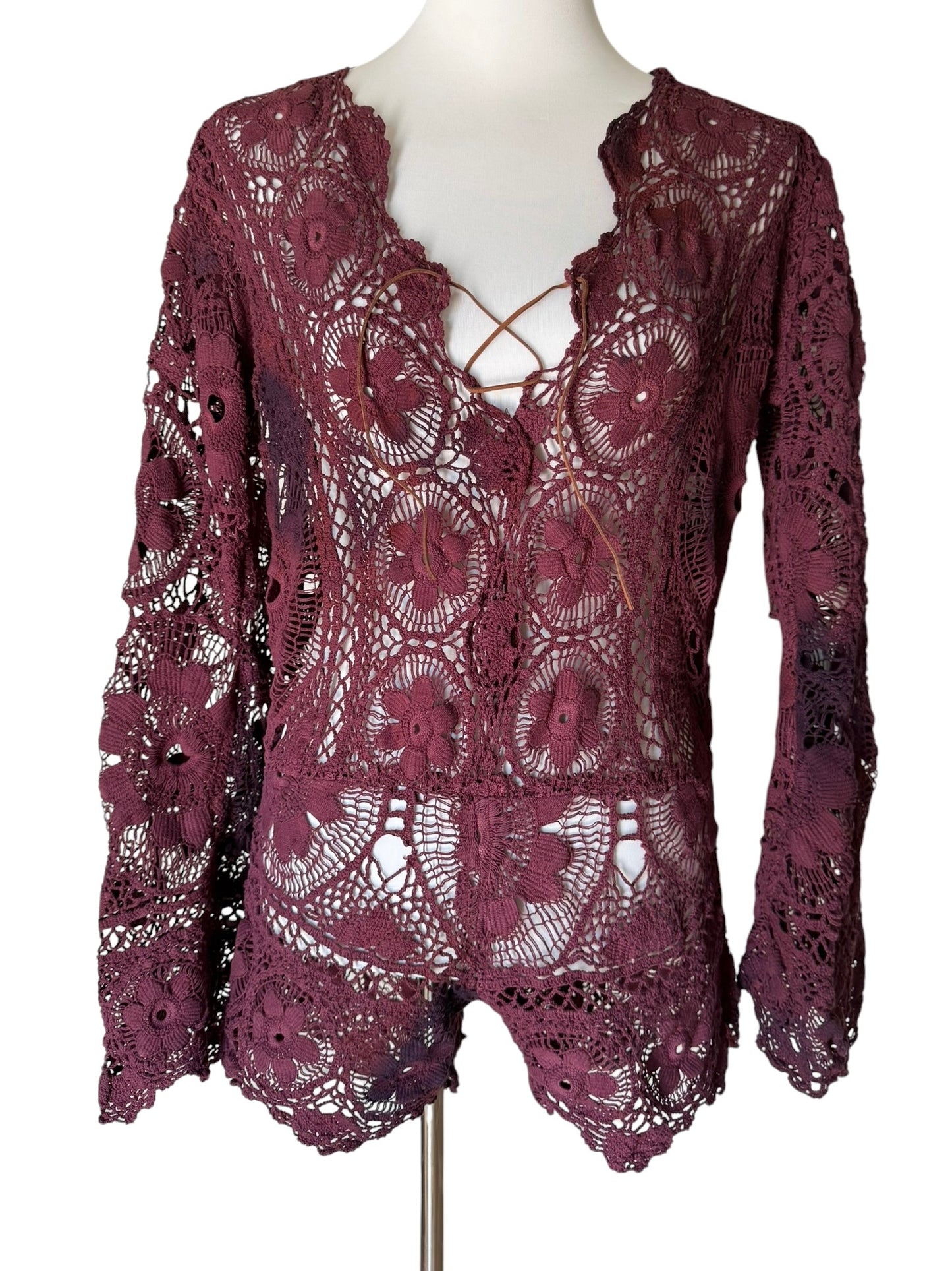 Crochet Playsuit Burgundy