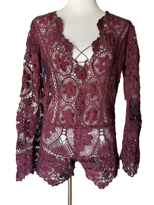Crochet Playsuit Burgundy