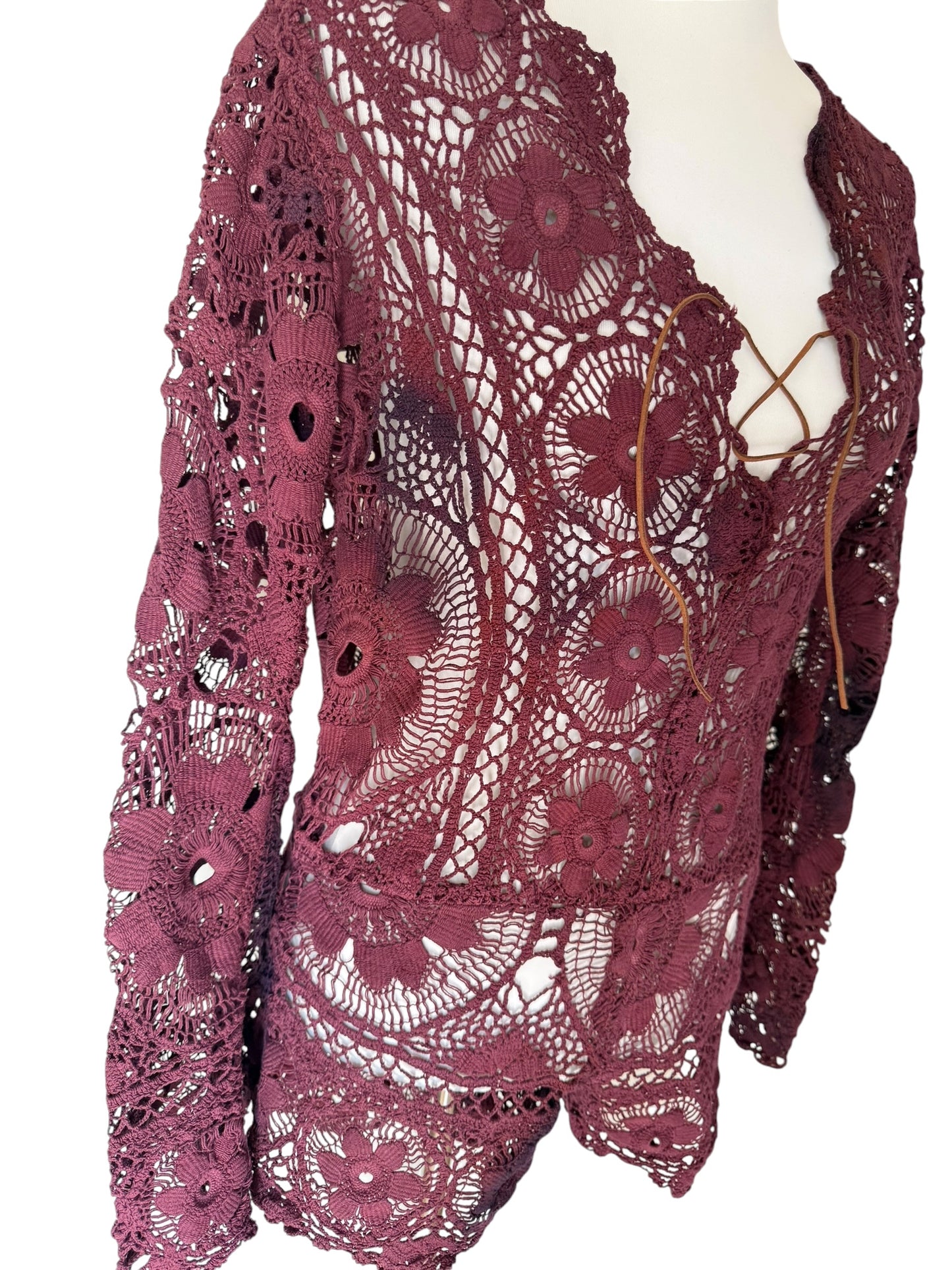 Crochet Playsuit Burgundy