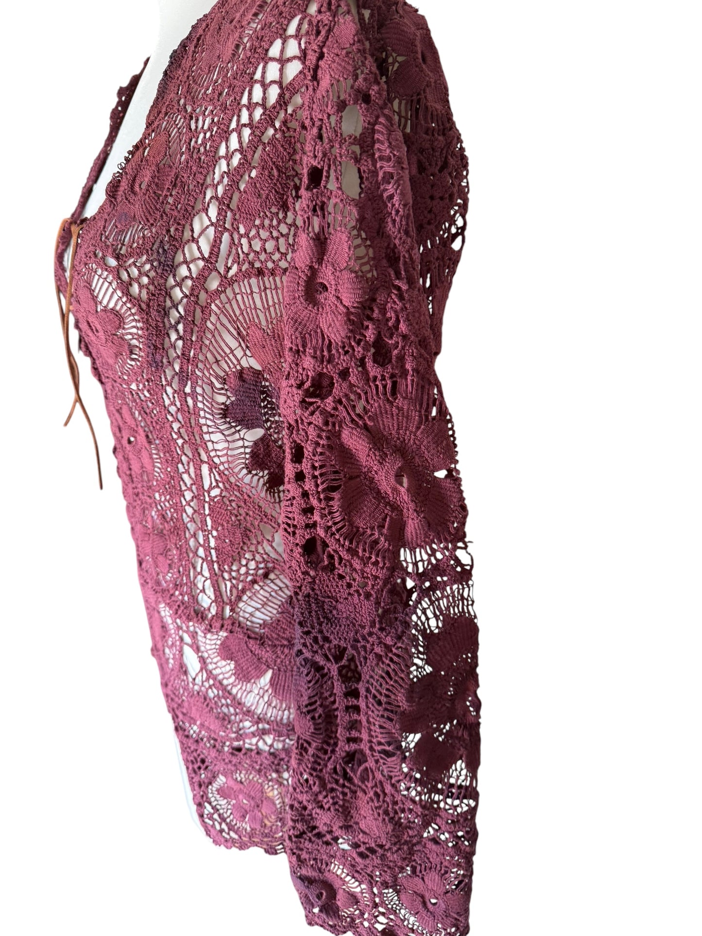 Crochet Playsuit Burgundy