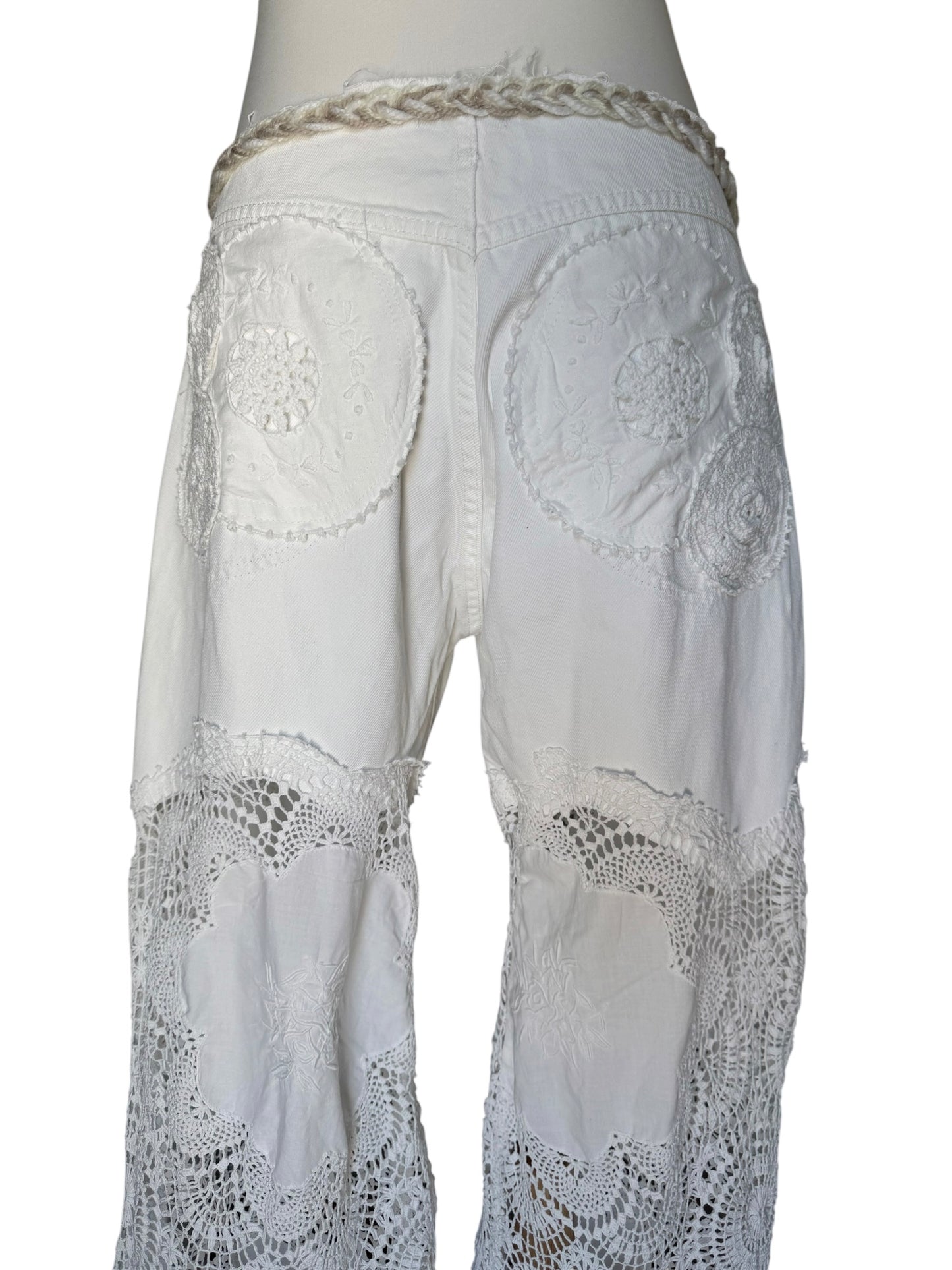 Denim and crochet trousers