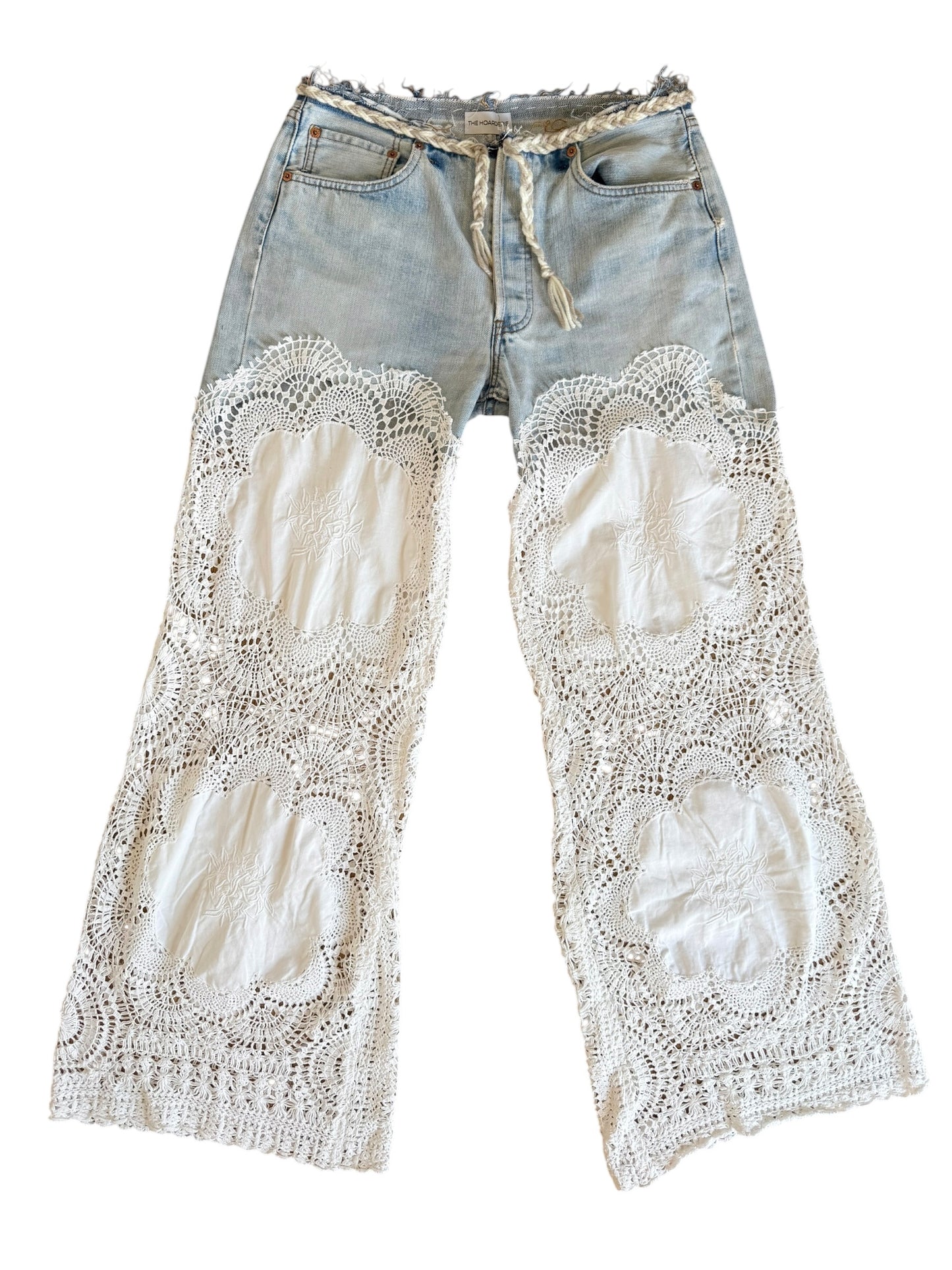 Denim and crochet trousers