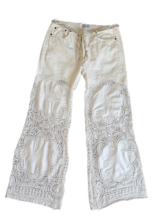 Denim and crochet trousers