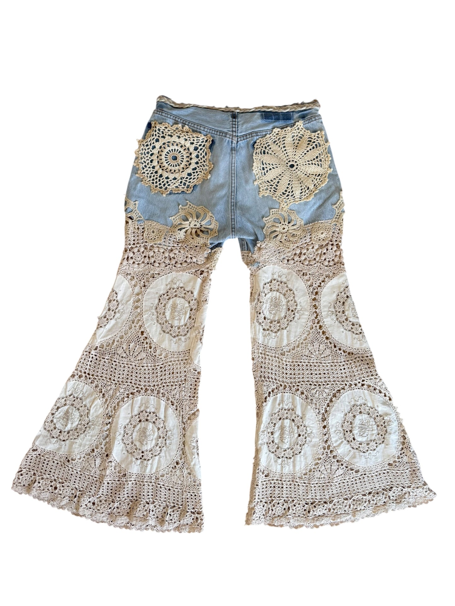 Denim and crochet trousers