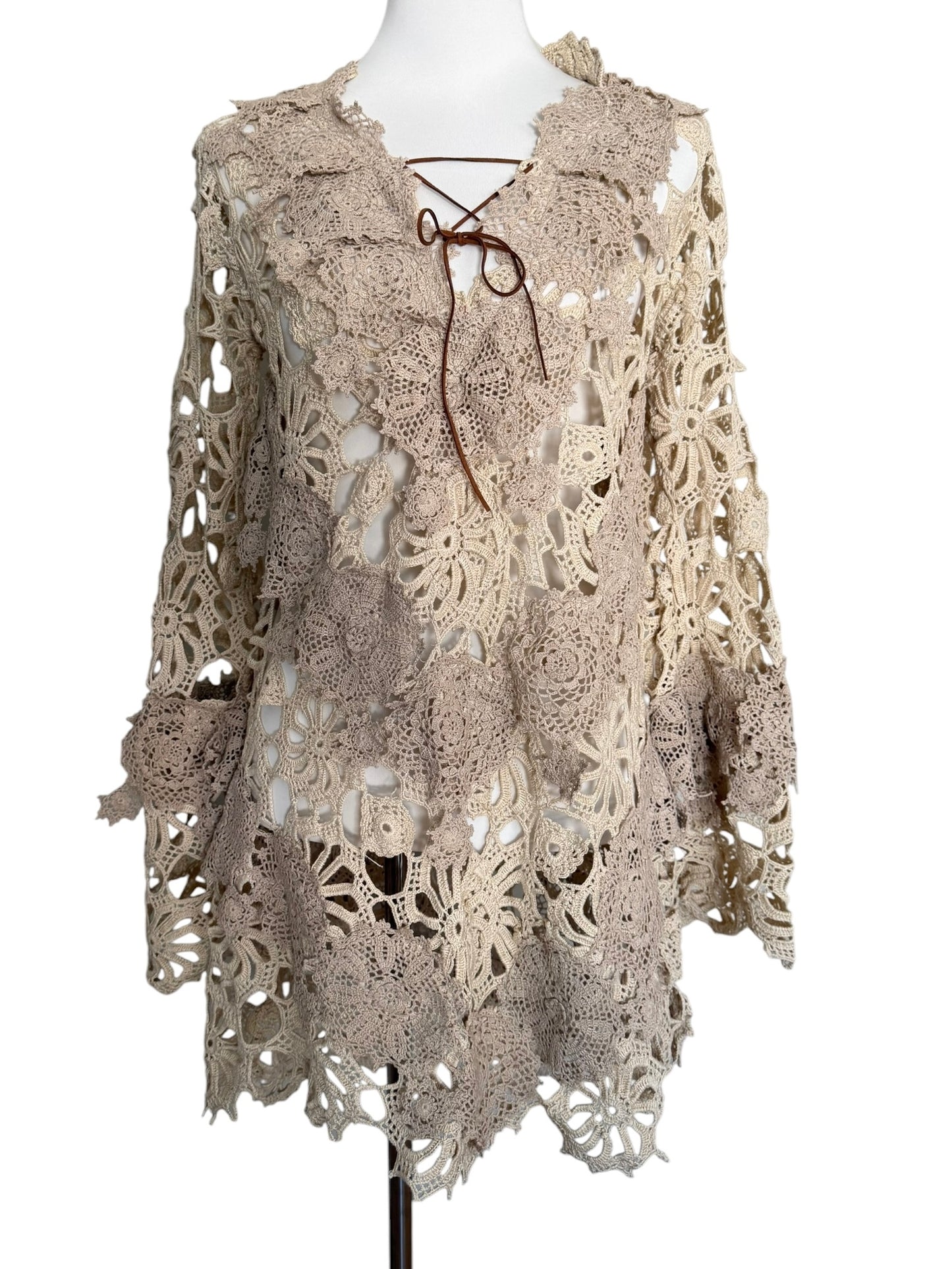 Crochet dress with bell sleeves