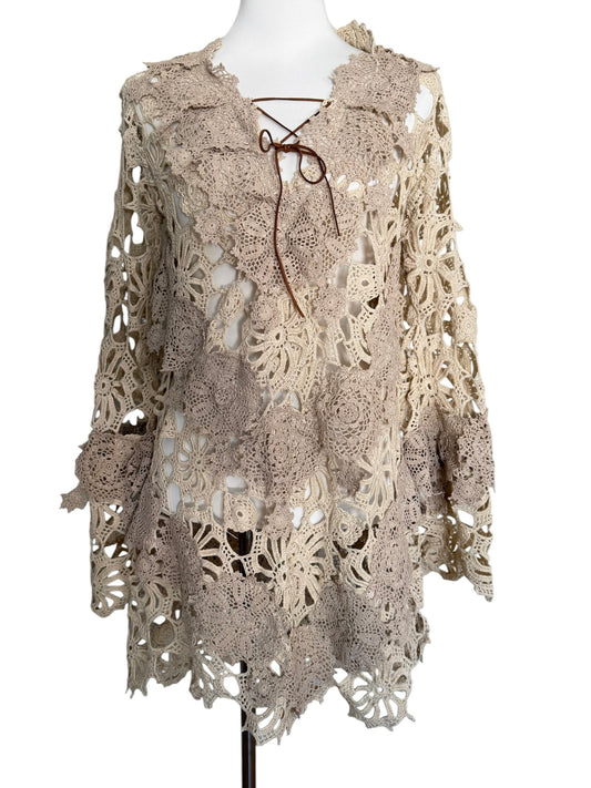 Crochet dress with bell sleeves