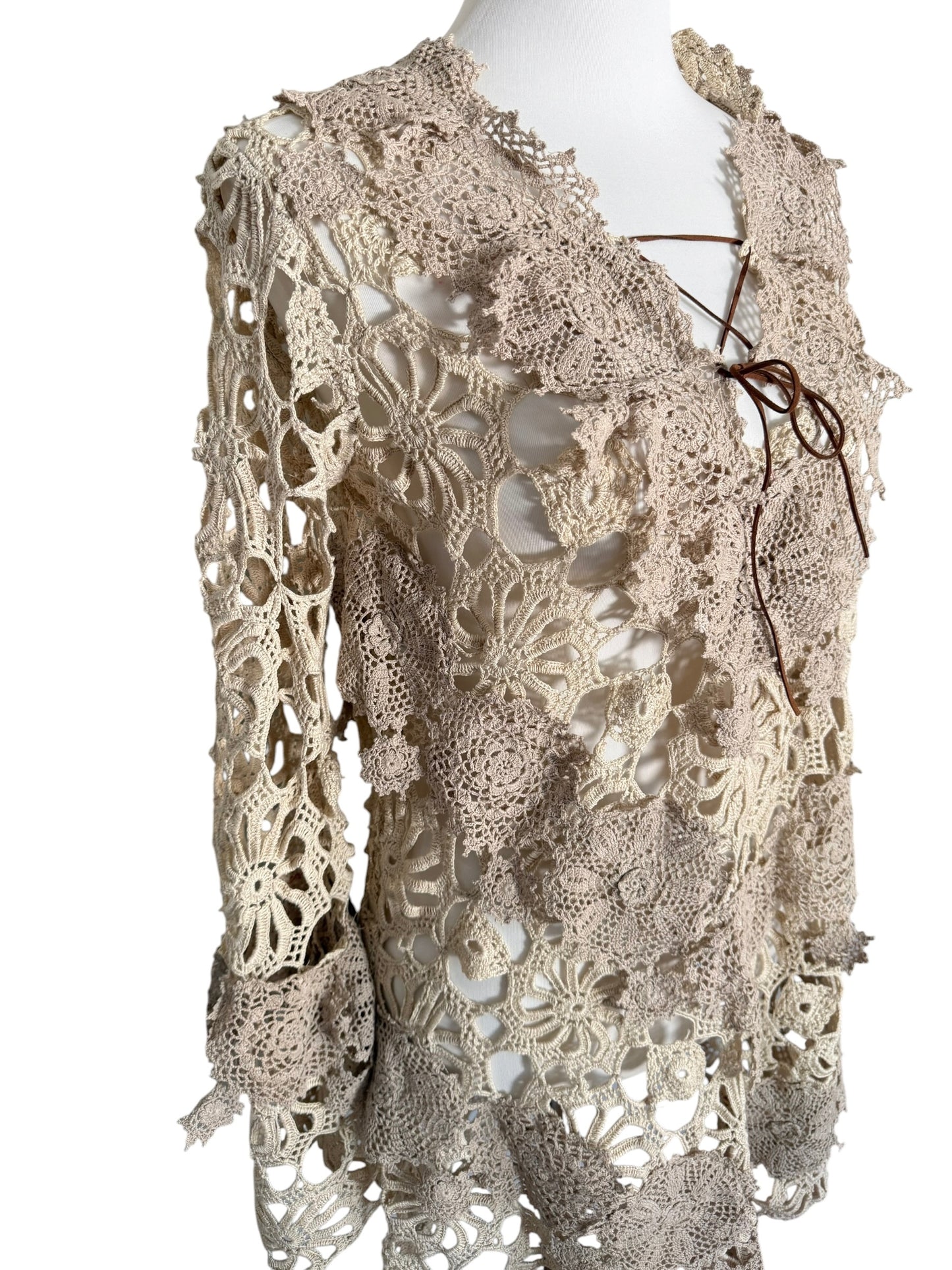 Crochet dress with bell sleeves