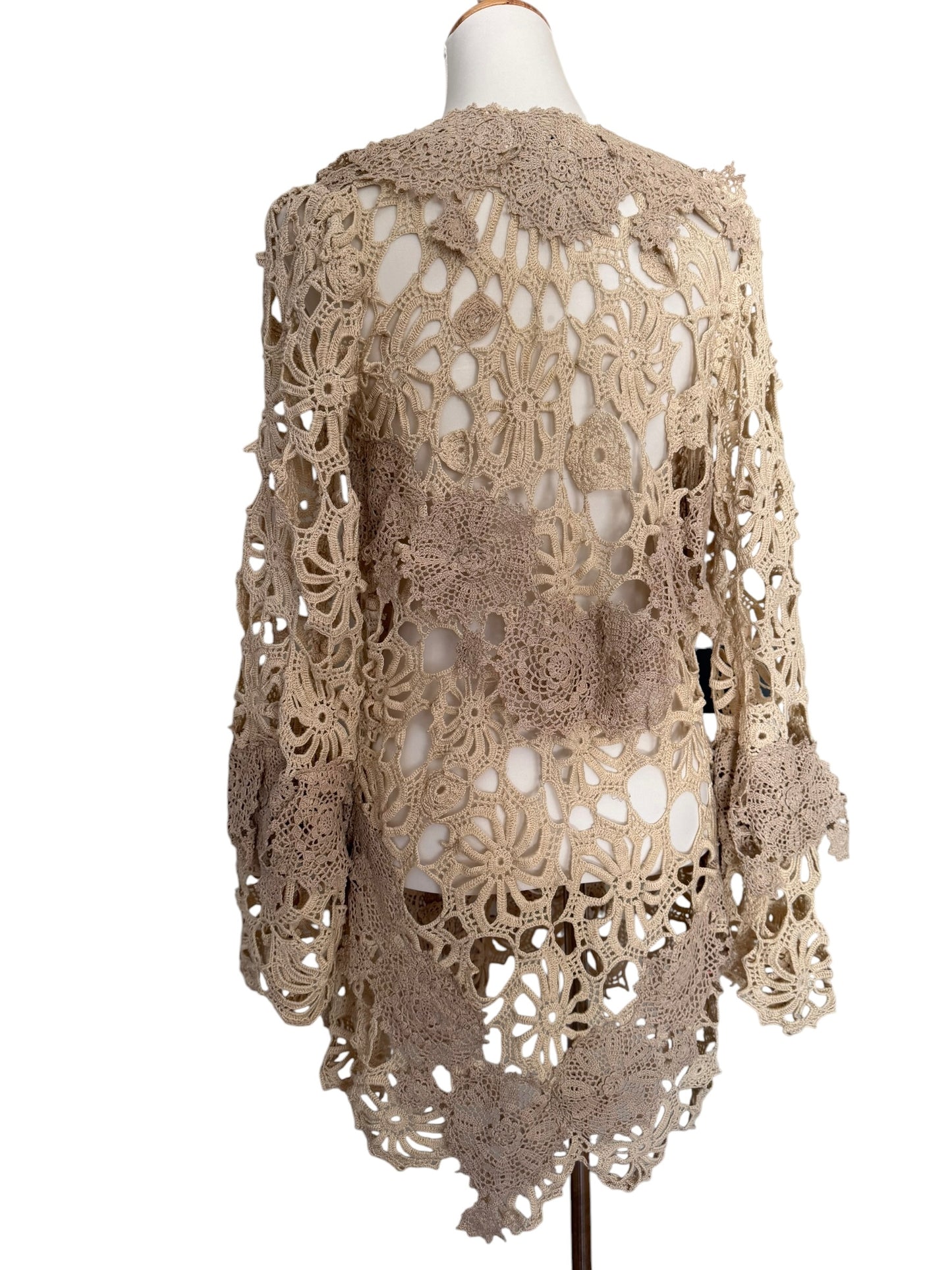 Crochet dress with bell sleeves