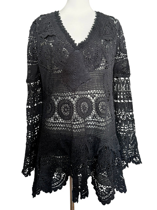 Crochet dress with bell sleeves