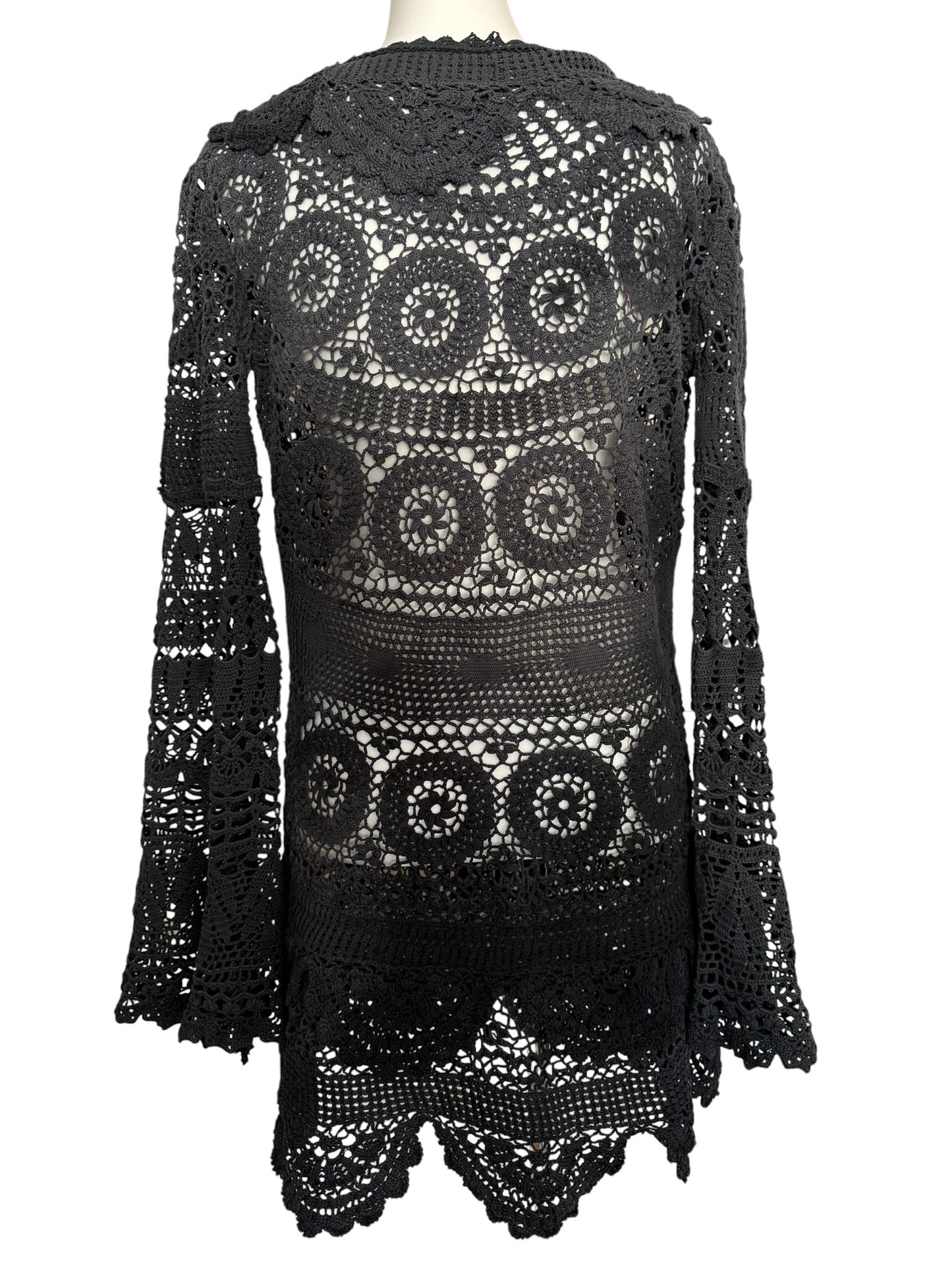 Crochet dress with bell sleeves