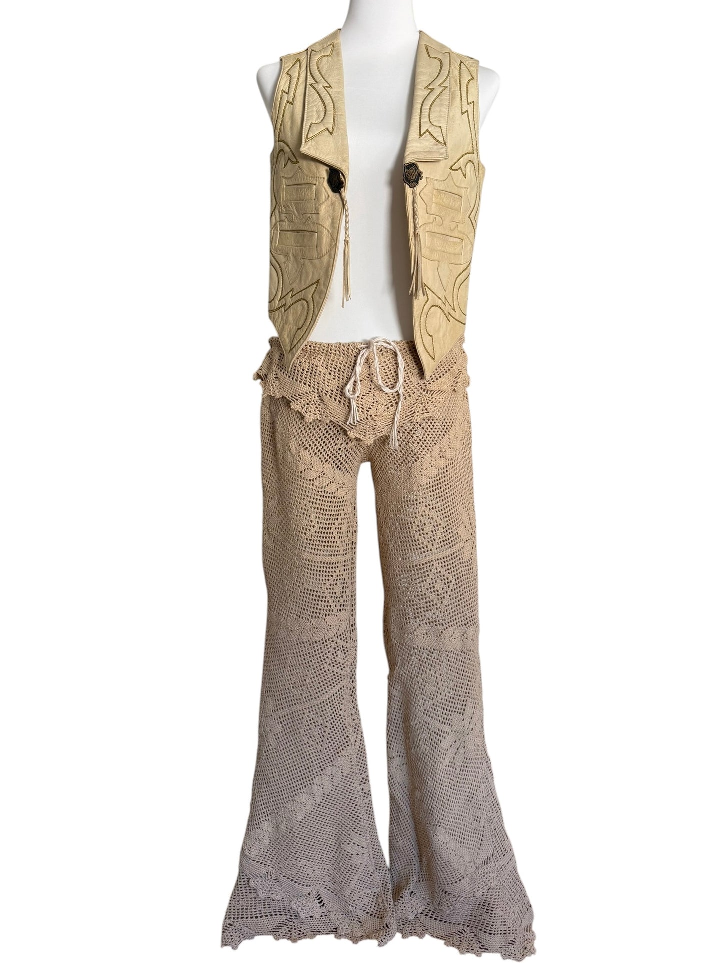 Crochet drawstring trousers