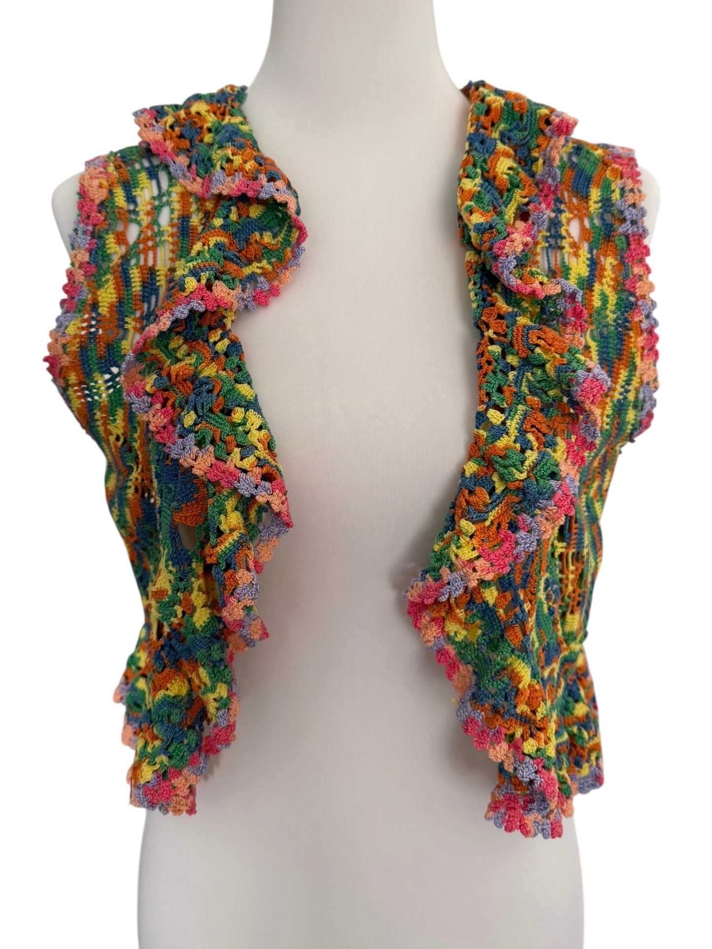 Multicolor crochet gilet