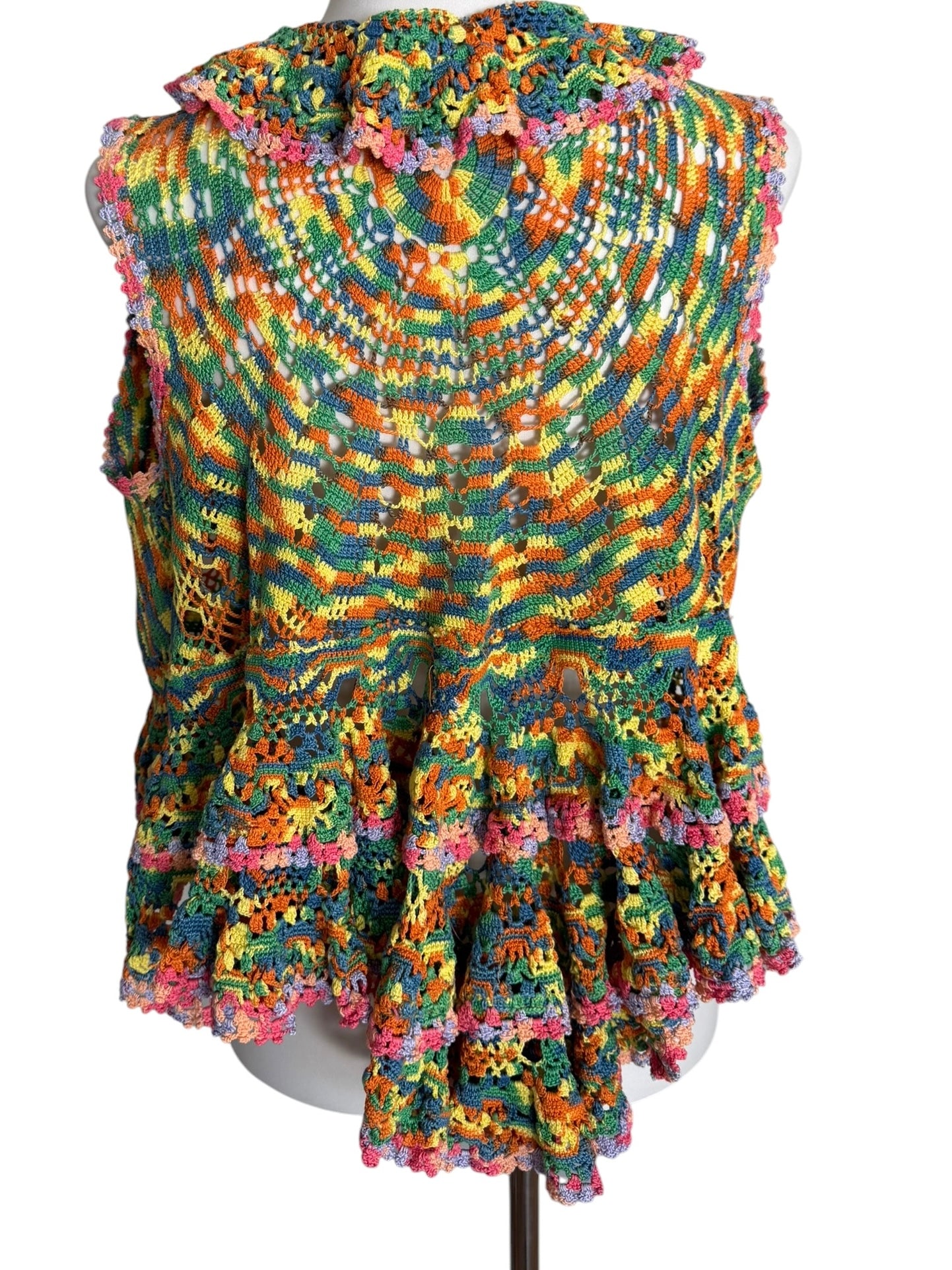 Multicolor crochet gilet