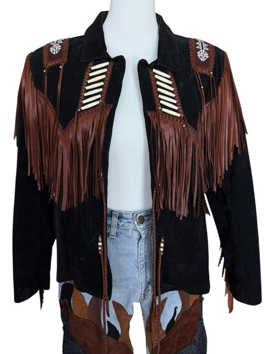 Vintage Black Fringe Western Jacket