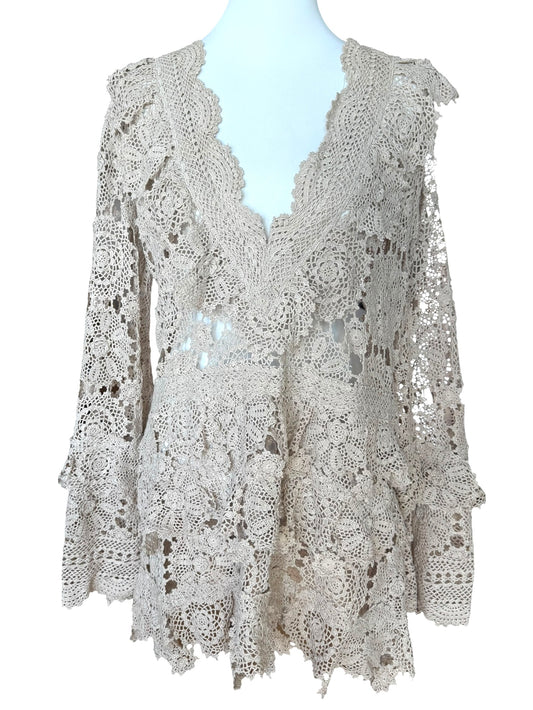 Crochet dress with bell sleeves