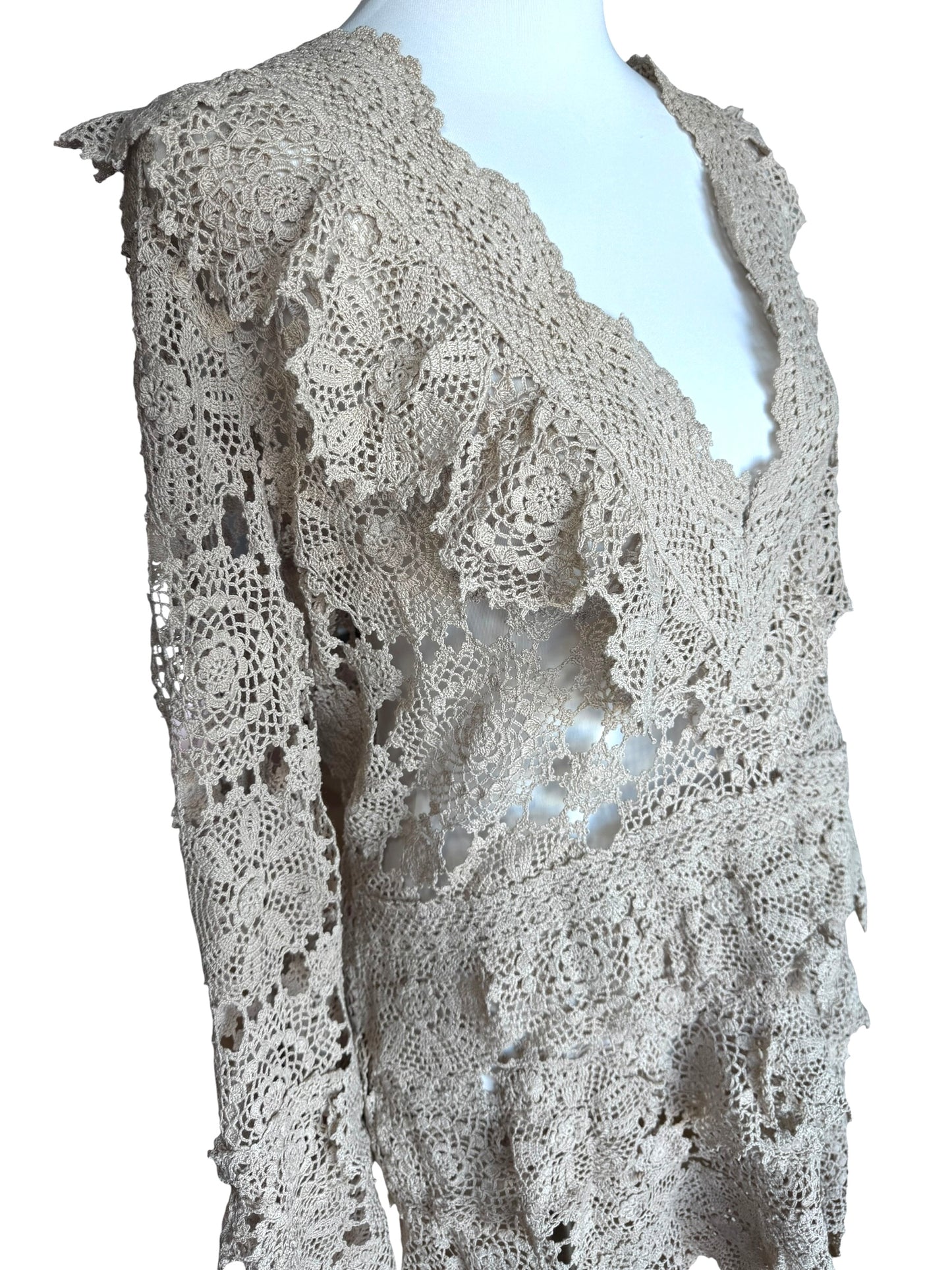 Crochet dress with bell sleeves