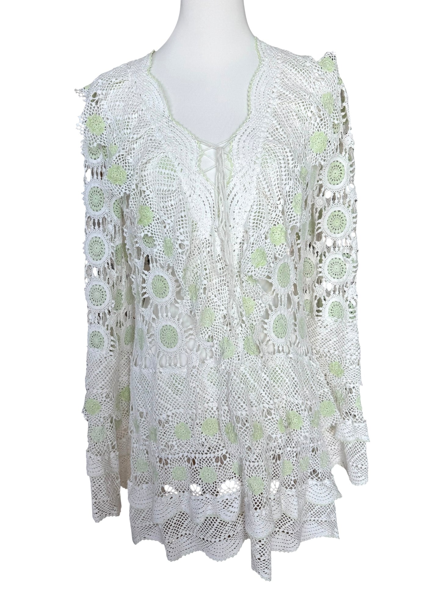 Crochet dress with bell sleeves