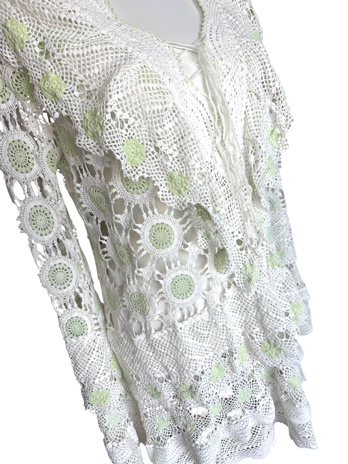 Crochet dress with bell sleeves