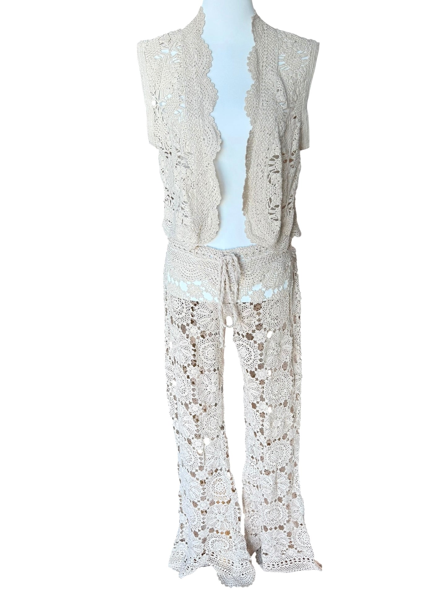 Crochet drawstring trousers