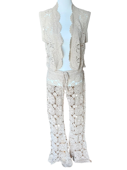 Crochet drawstring trousers