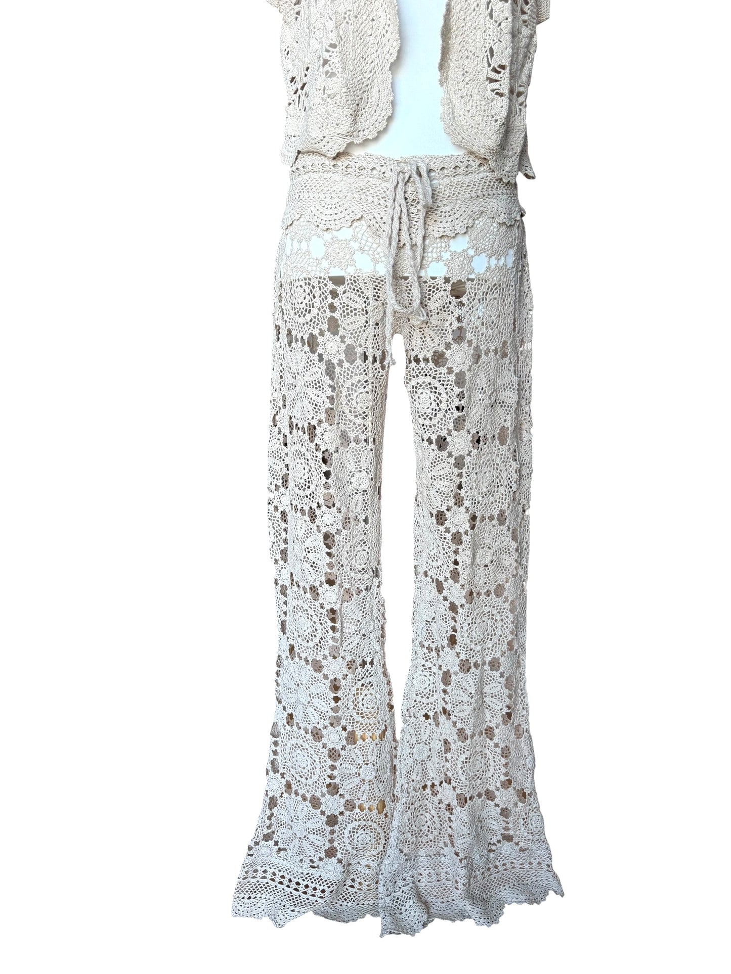 Crochet drawstring trousers