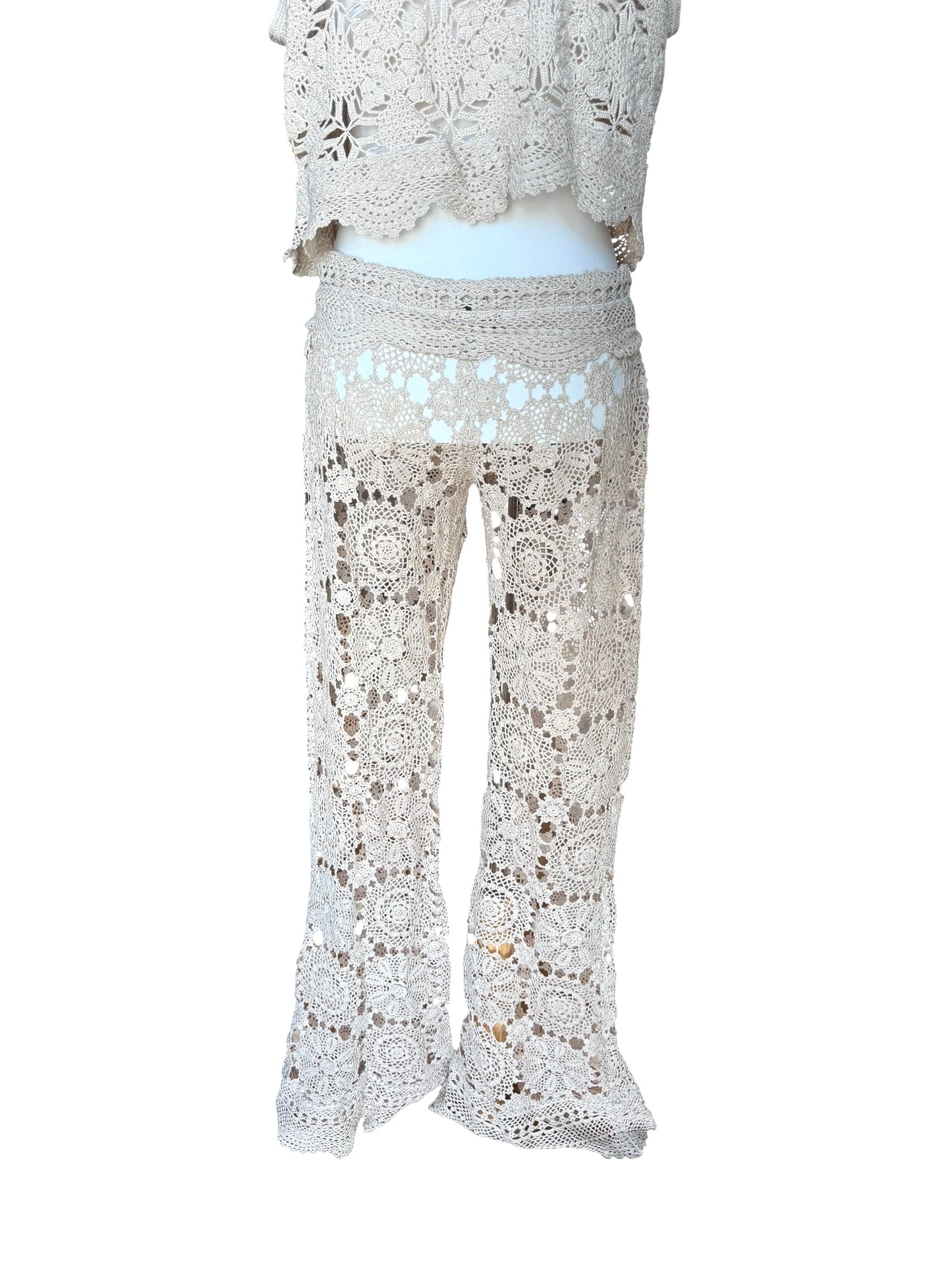 Crochet drawstring trousers