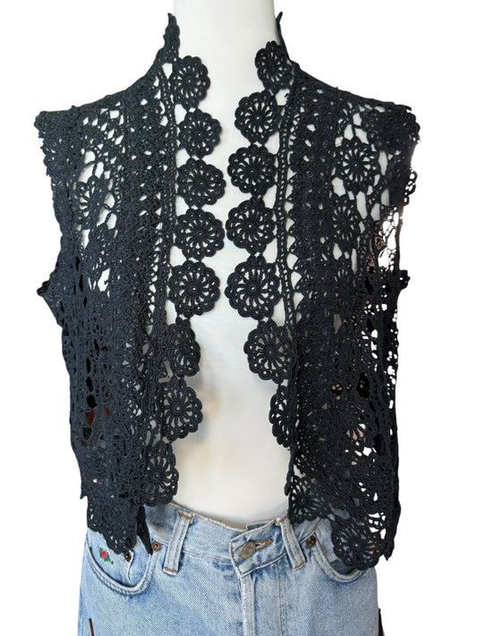 Black crochet gilet