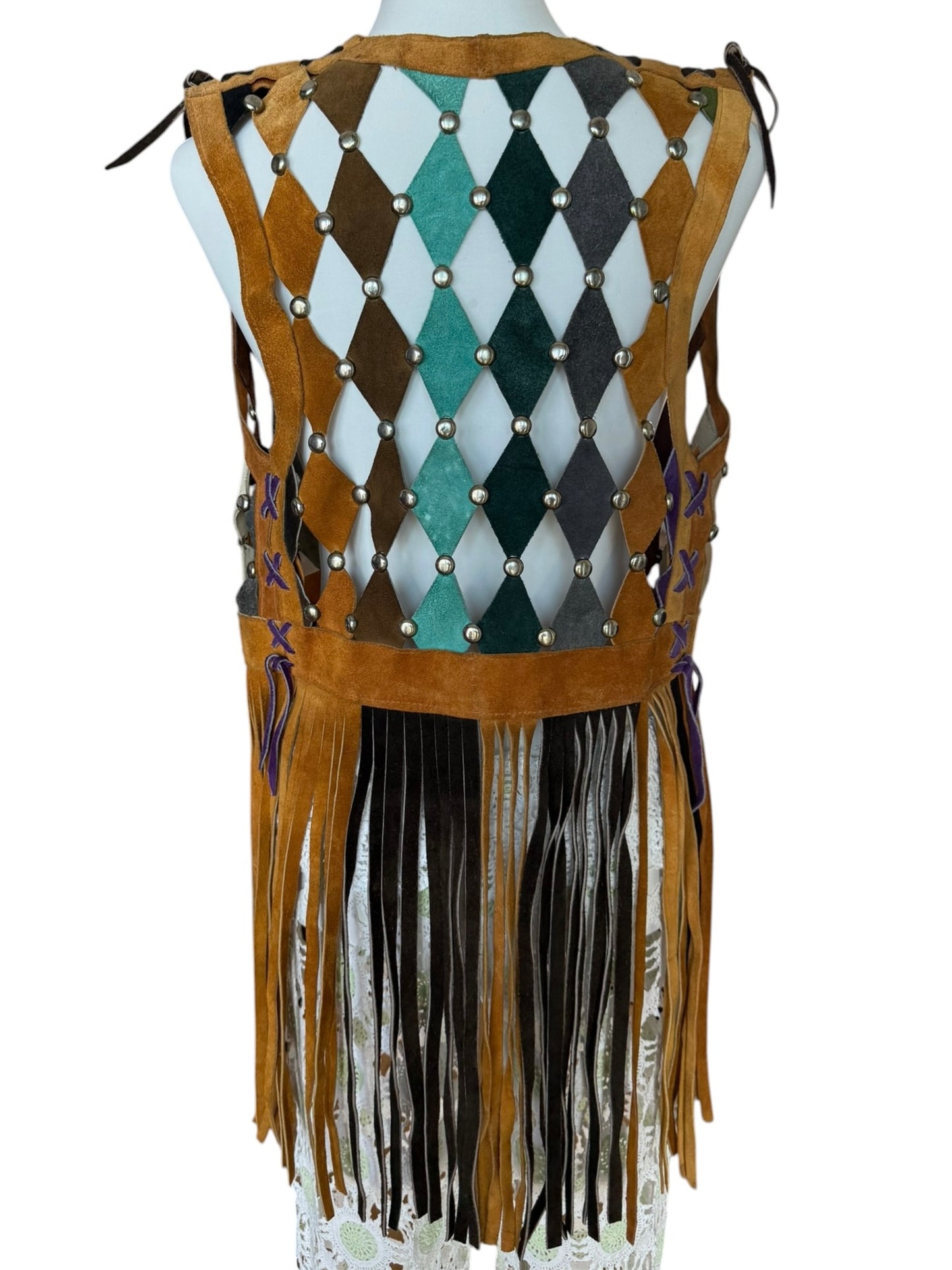 Vintage Patchwork Leather Gilet