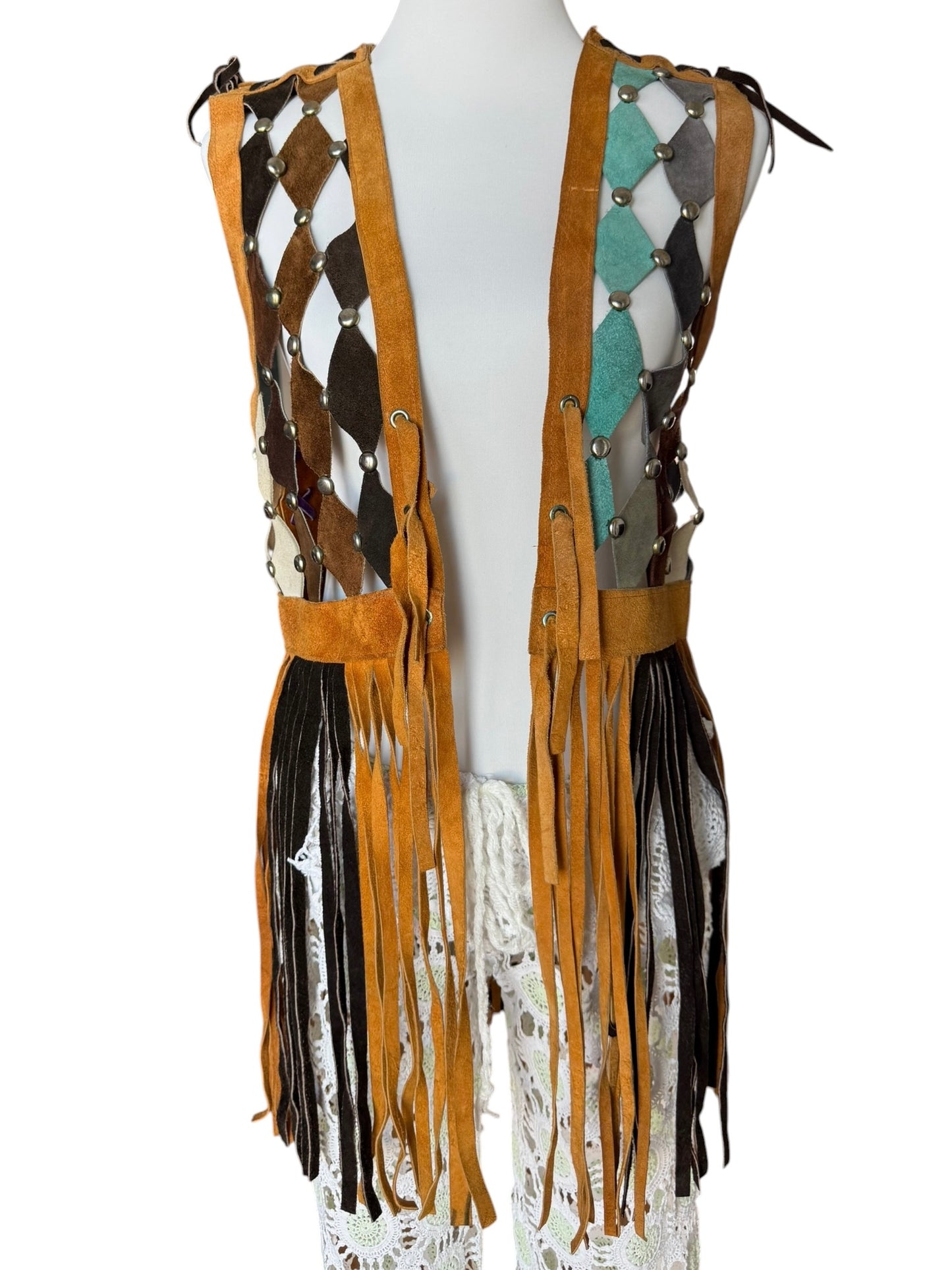 Vintage Patchwork Leather Gilet