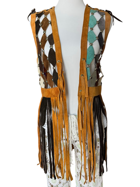 Vintage Patchwork Leather Gilet
