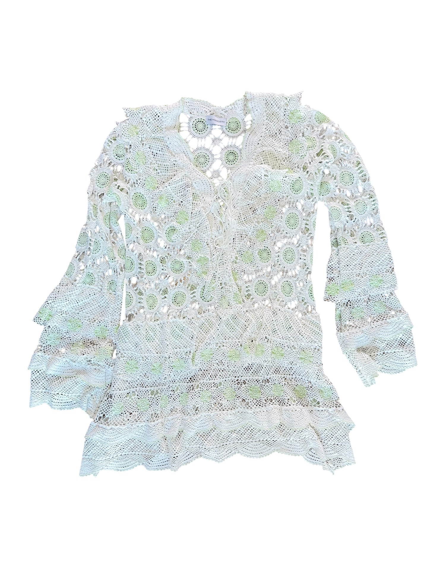 Crochet dress with bell sleeves